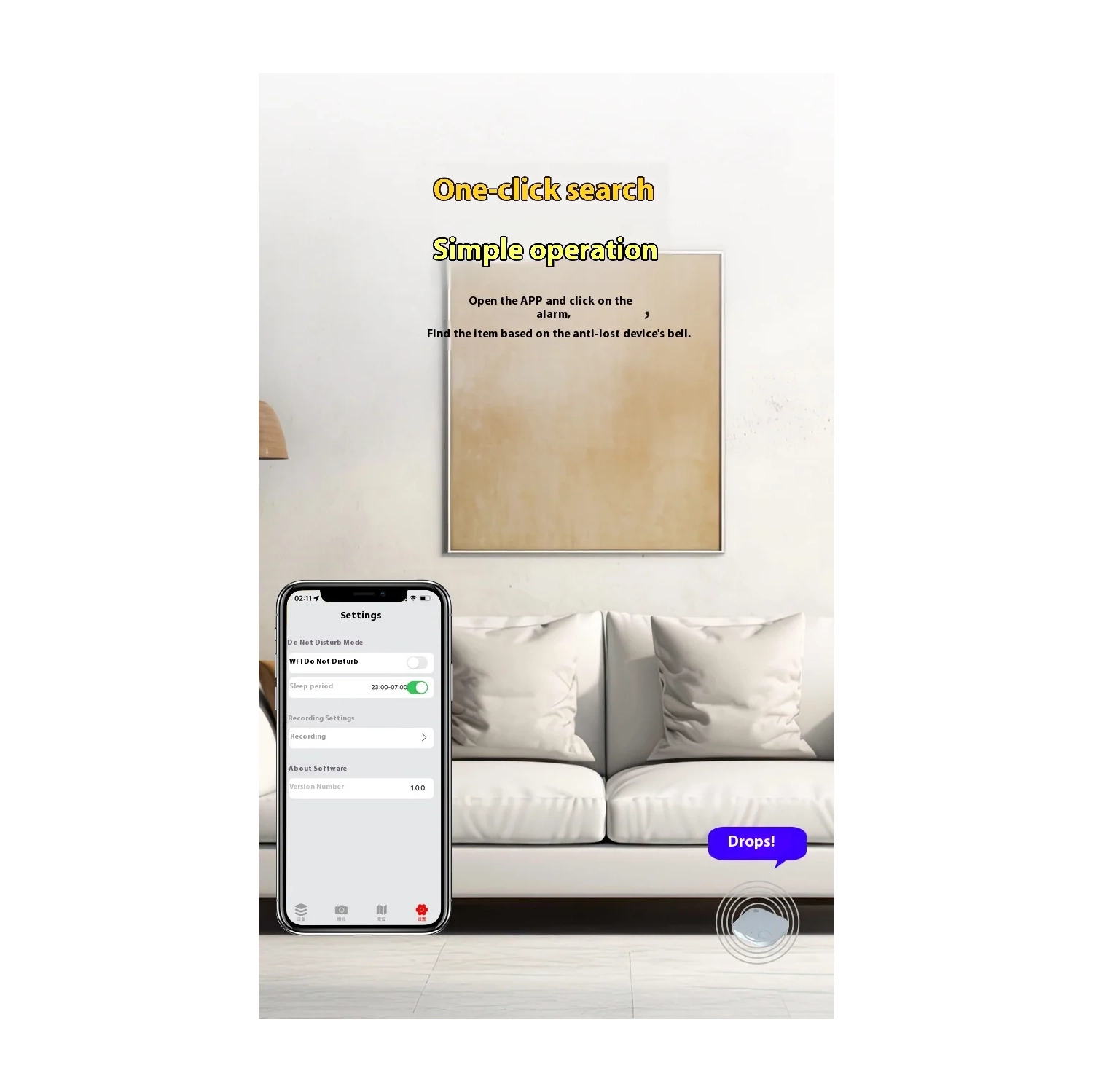 Smart Square Bluetooth Key Phone avec détecteur de localisation et de localisation des clés, détecteur de localisation global pour clés,