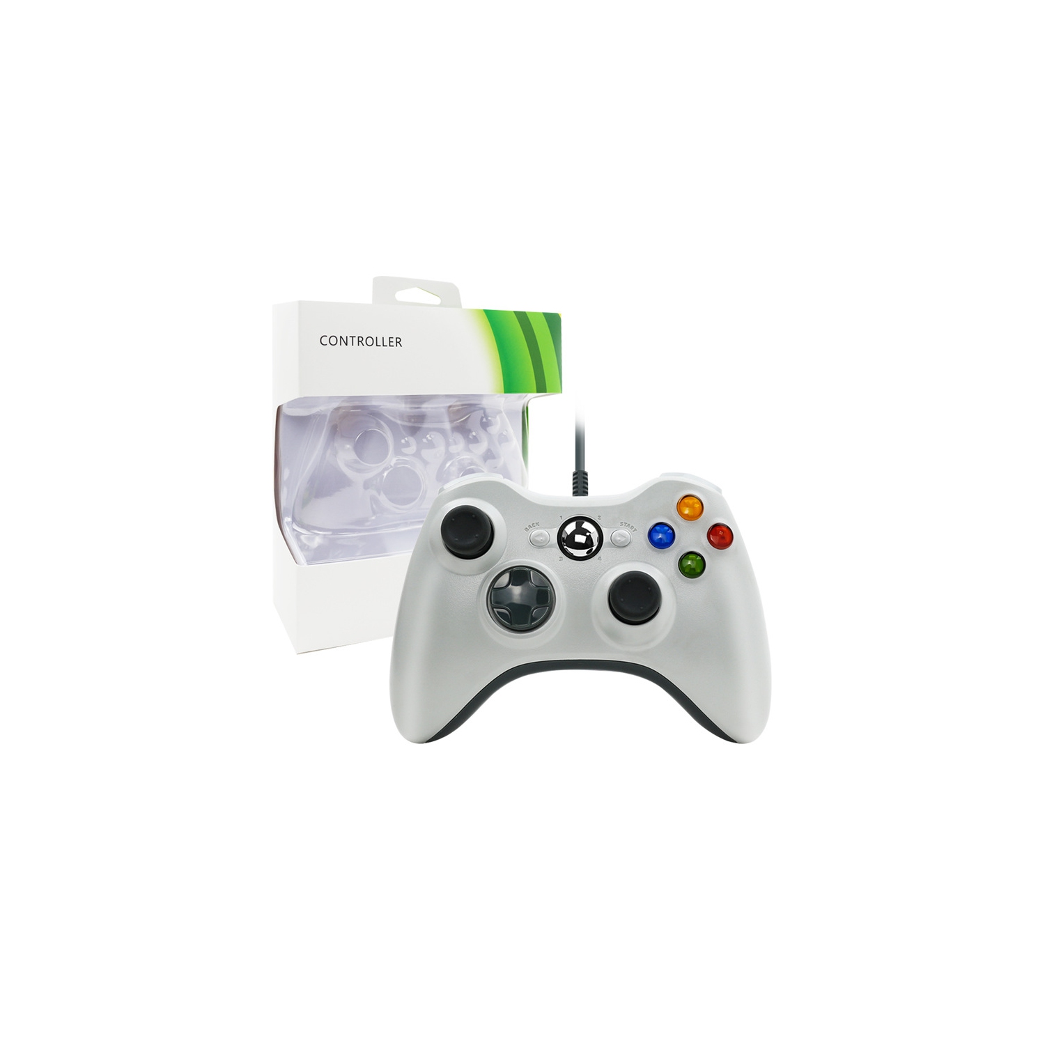 POUR manette de jeu avec fil XBOX360 avec vibrations, convient pour PC, Xbox 360, console de jeu - blanc