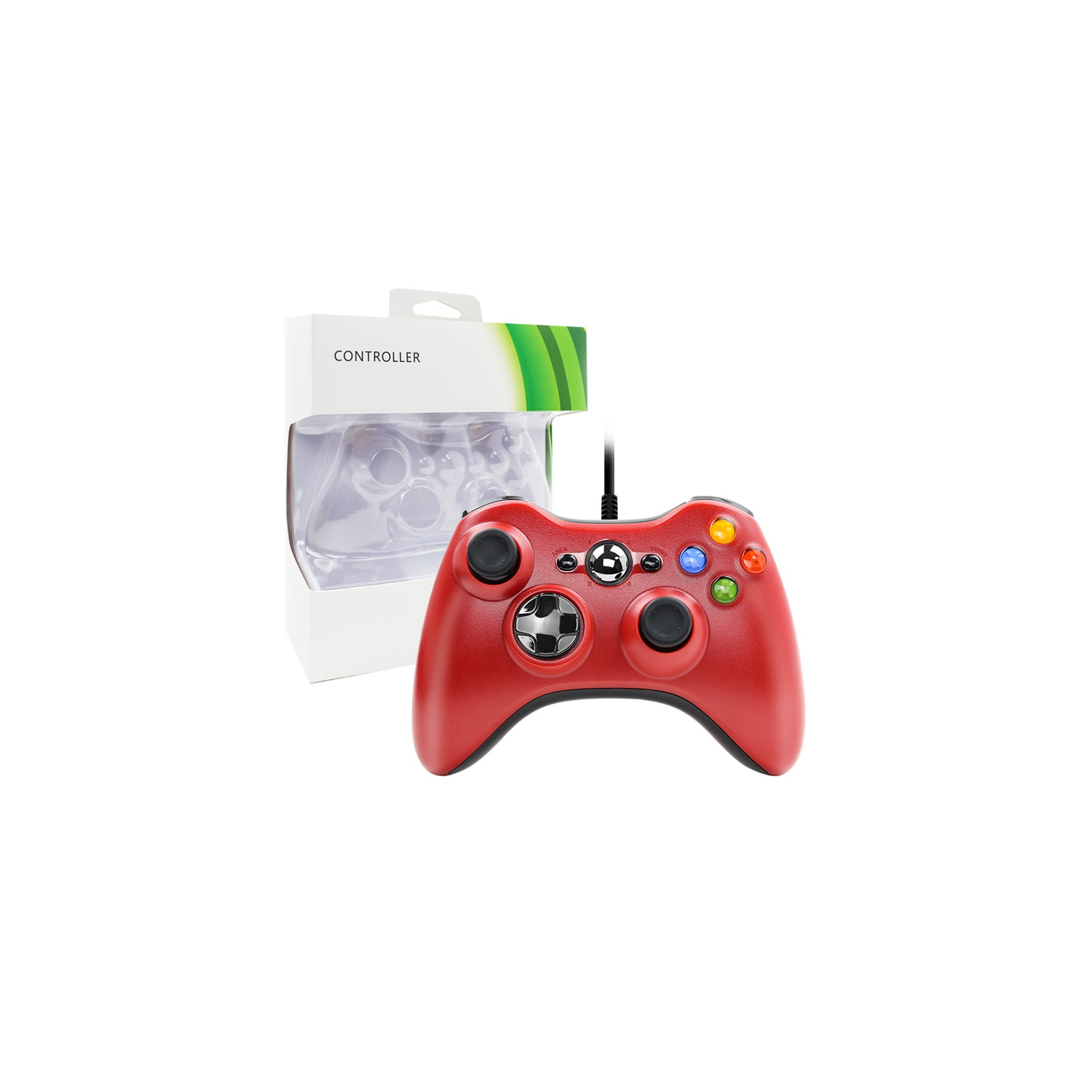 POUR manette de jeu avec fil XBOX360 avec vibrations, convient pour PC, Xbox 360, console de jeu - rouge