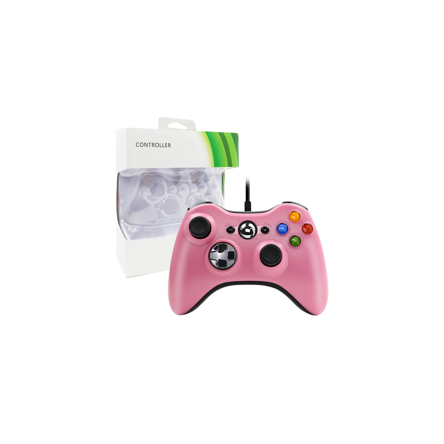 POUR manette de jeu avec fil XBOX360 avec vibration, convient pour PC, Xbox 360, console de jeu - rose