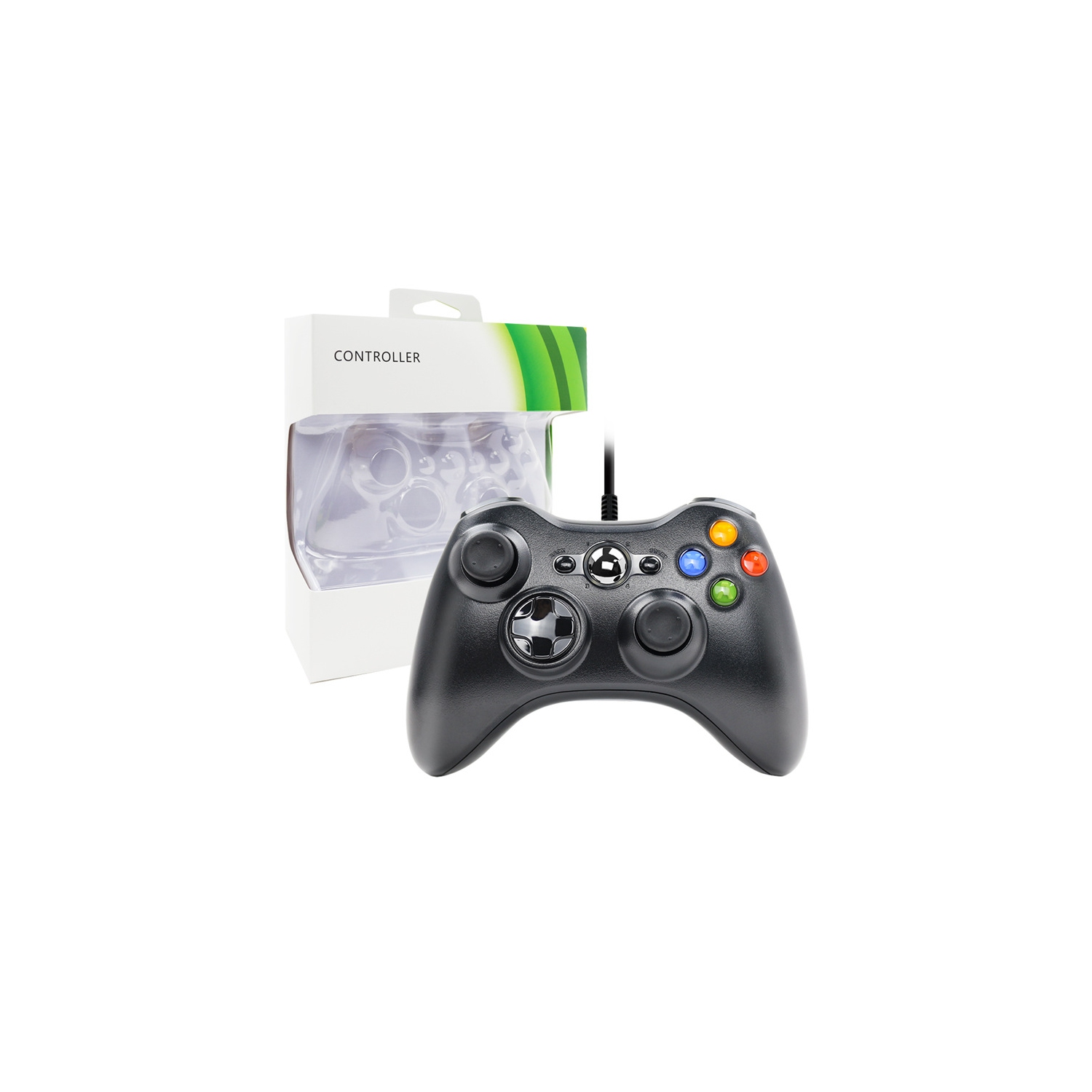 POUR manette de jeu avec fil XBOX360 avec vibrations, convient pour PC, Xbox 360, console de jeu - noir