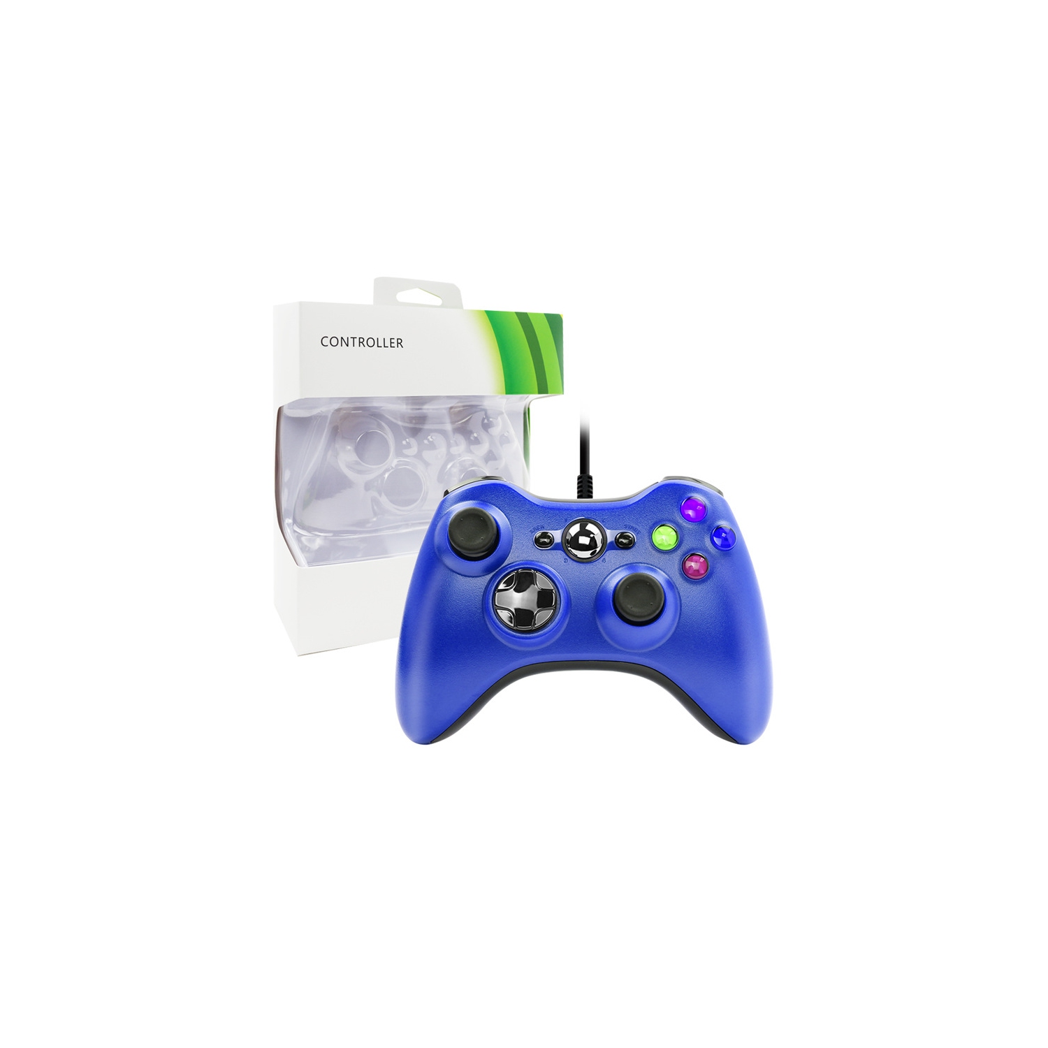 POUR manette de jeu avec fil XBOX360 avec vibration, convient pour PC, Xbox 360, console de jeu - bleu
