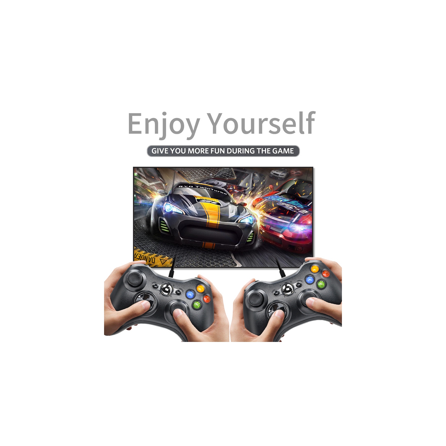 POUR manette de jeu avec fil XBOX360 avec vibration, convient pour PC, Xbox 360, console de jeu - bleu