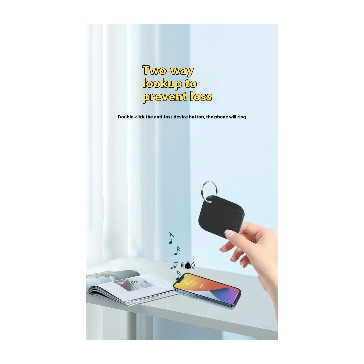 Smart Square Bluetooth Key Phone, détecteur de localisation de localisation, détecteur de localisation global adapté aux clés, portefeuilles, animaux