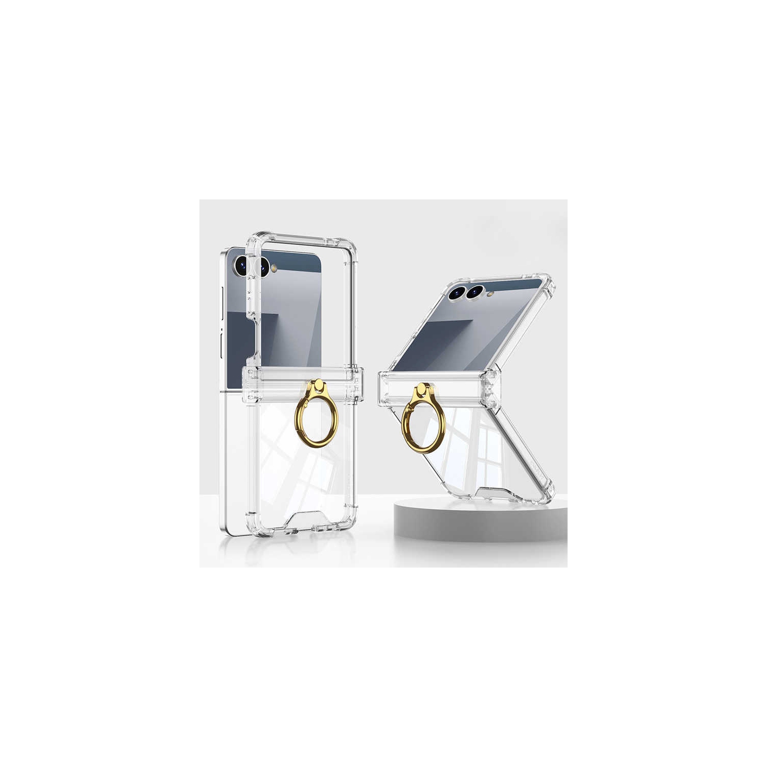 New model for Samsung Flip7 mobile phone case transparent airbag ring zflip7 simple folding mobile phone protective cover - white