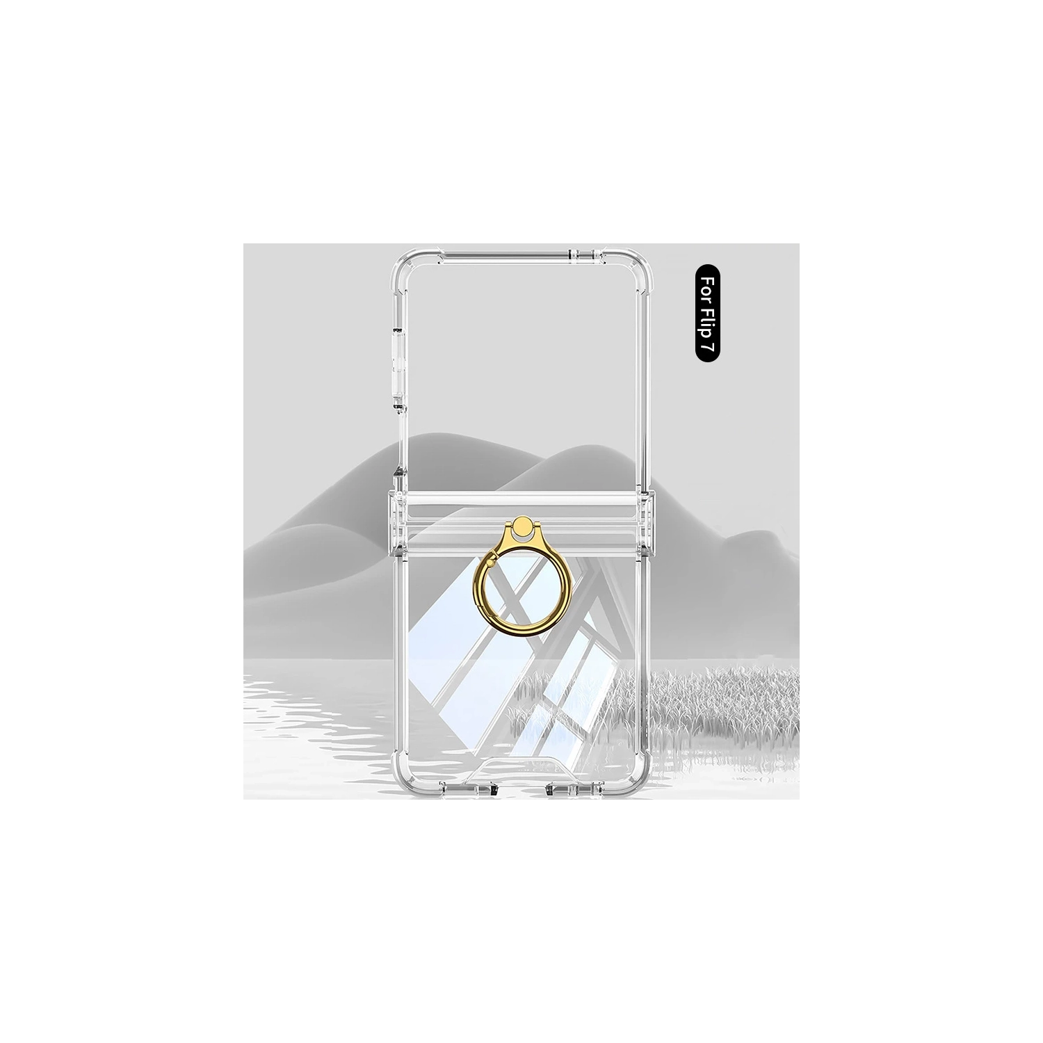 New model for Samsung Flip7 mobile phone case transparent airbag ring zflip7 simple folding mobile phone protective cover - white