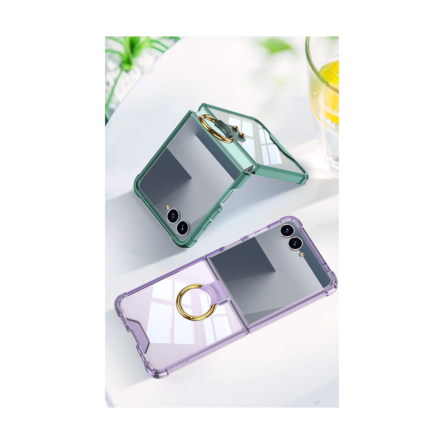 New model for Samsung Flip7 mobile phone case transparent airbag ring zflip7 simple folding mobile phone protective cover - white