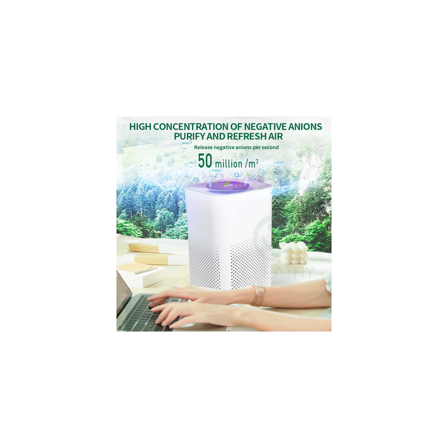 Formaldehyde removal office household purifier indoor 40 cubic meters of silent air sterilization and disinfection negative ion purification