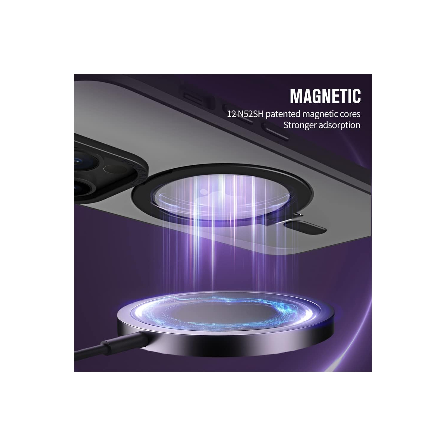 ForiPhone 16promaxmobile phone case, magnetic hidden ring holder, mobile phone case, transparent anti-fall Apple protective case, transparent