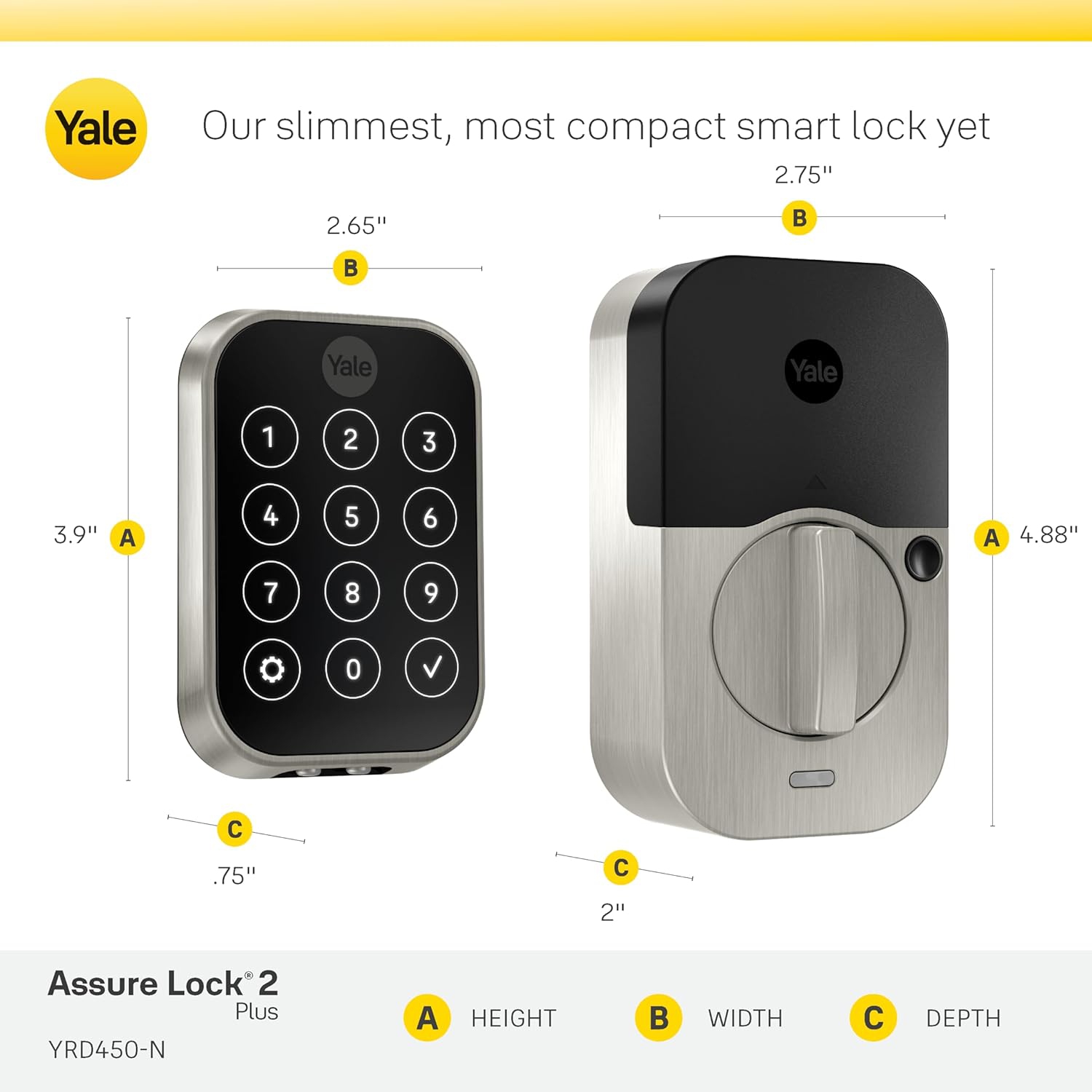 Serrure Assure Lock 2 Plus de Yale avec clés et Wi-Fi - Suède noir
