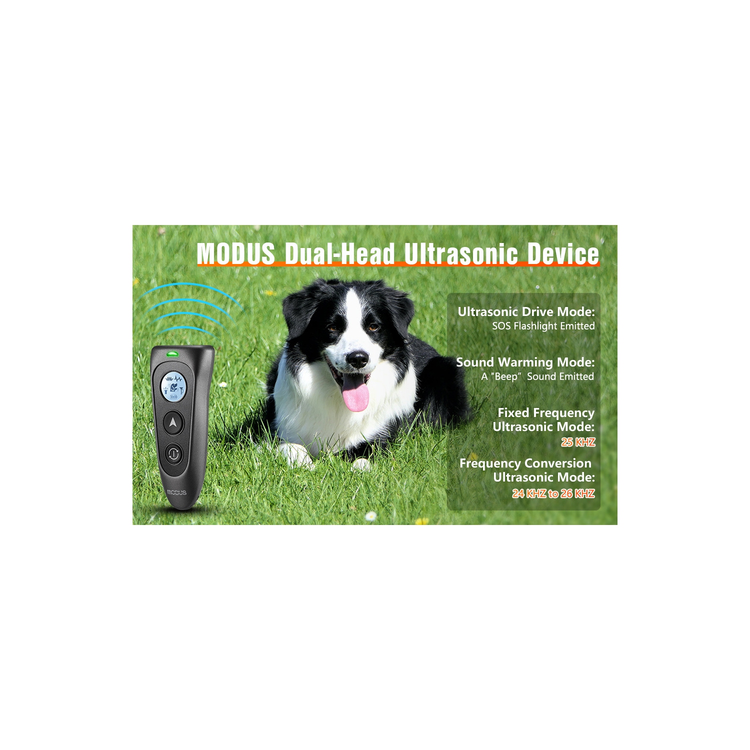 Dual-head ultrasonic bark stopper, portable dog training device, pet dog bark stopper, supports night lighting - HD LCD display black