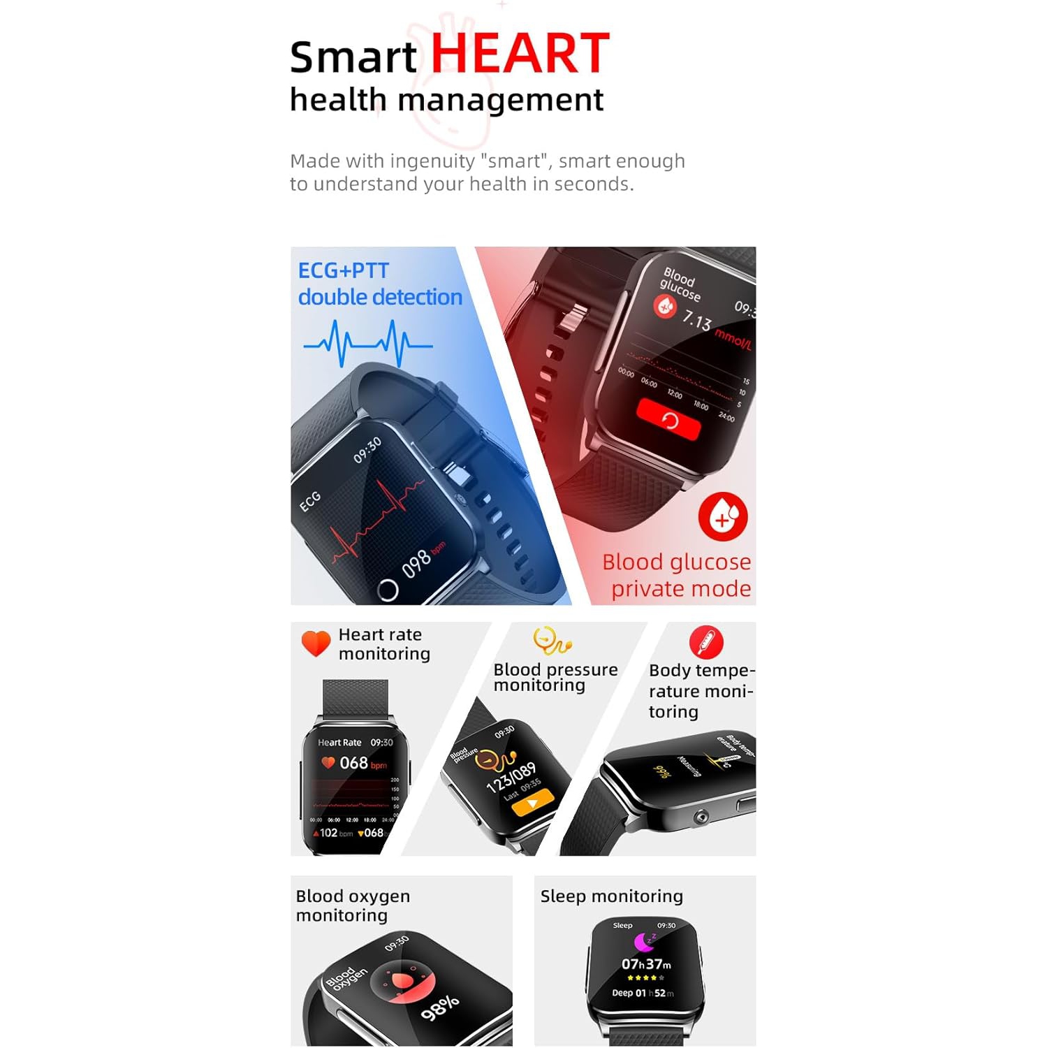 1.83-inch smart watch, magnetic charging, touch screen, IP67 waterproof, long battery life, support iOS/Android, surprise gift for family and friends