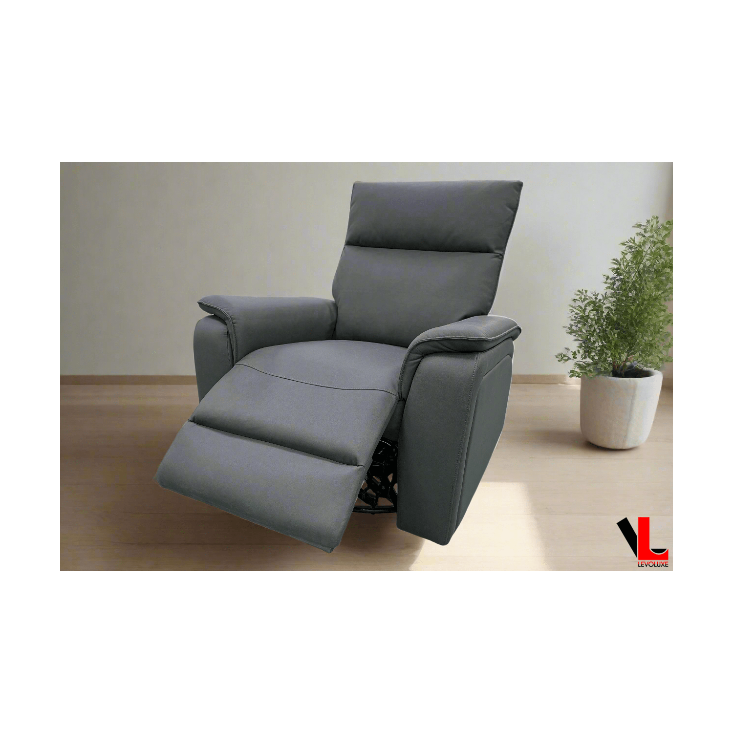 Levoluxe Sereno 36" Jaxxon Smoke Power Swivel Glider Reclining Chair