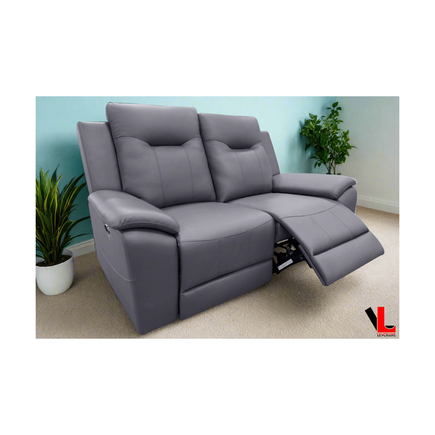 Causeuse inclinable électrique à 2 places Avante de 66&nbsp;po en acier Jaxxon de Levoluxe