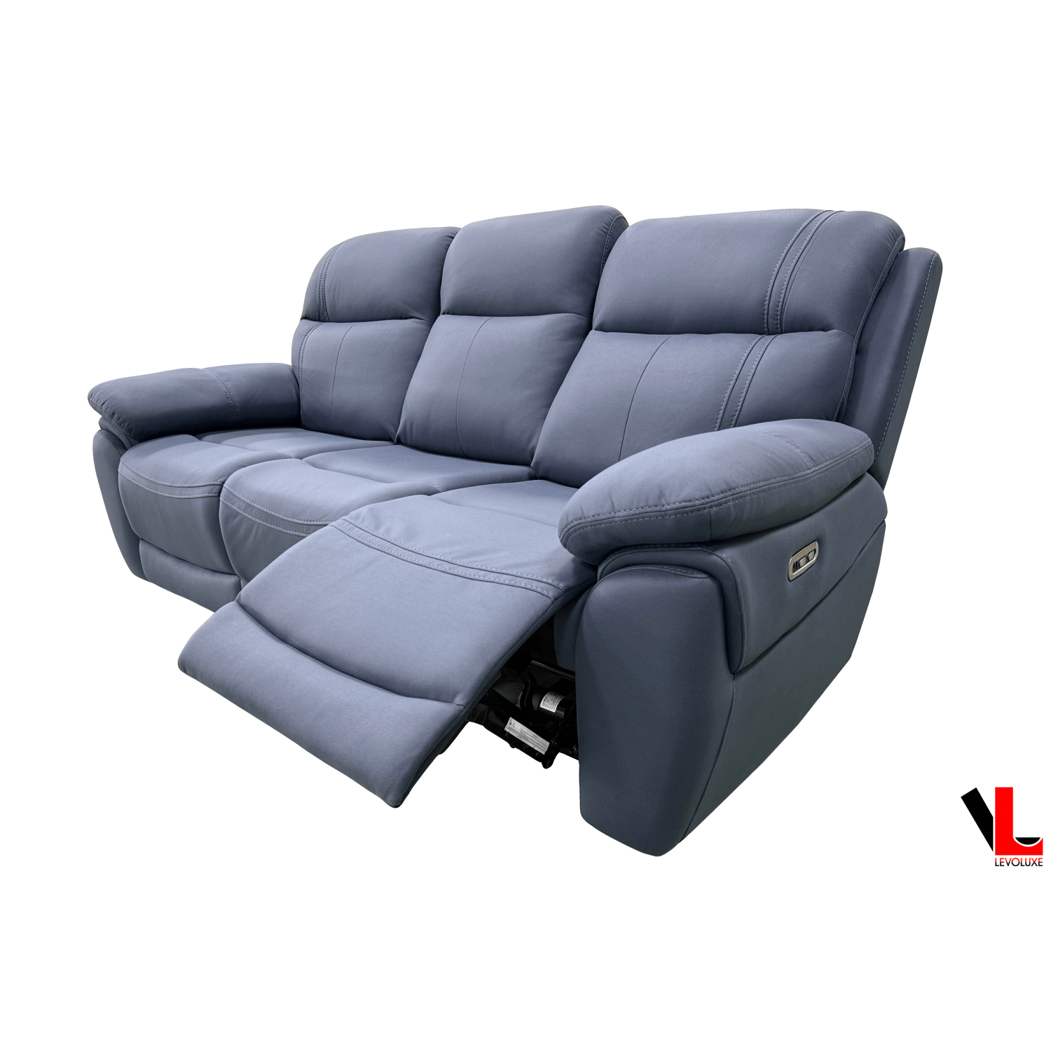Levoluxe Regent 3 Piece Power Reclining Sofa, Loveseat and Chair with Power Headrests in Jaxxon Blue