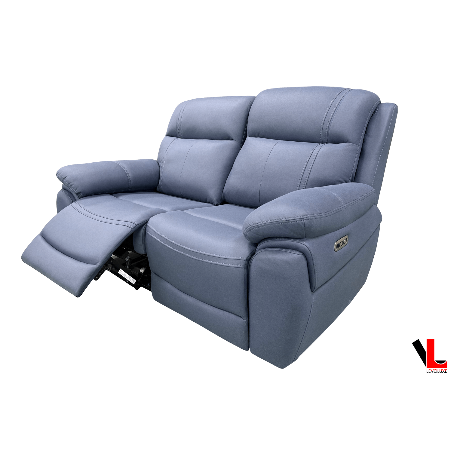 Levoluxe Regent 3 Piece Power Reclining Sofa, Loveseat and Chair with Power Headrests in Jaxxon Blue