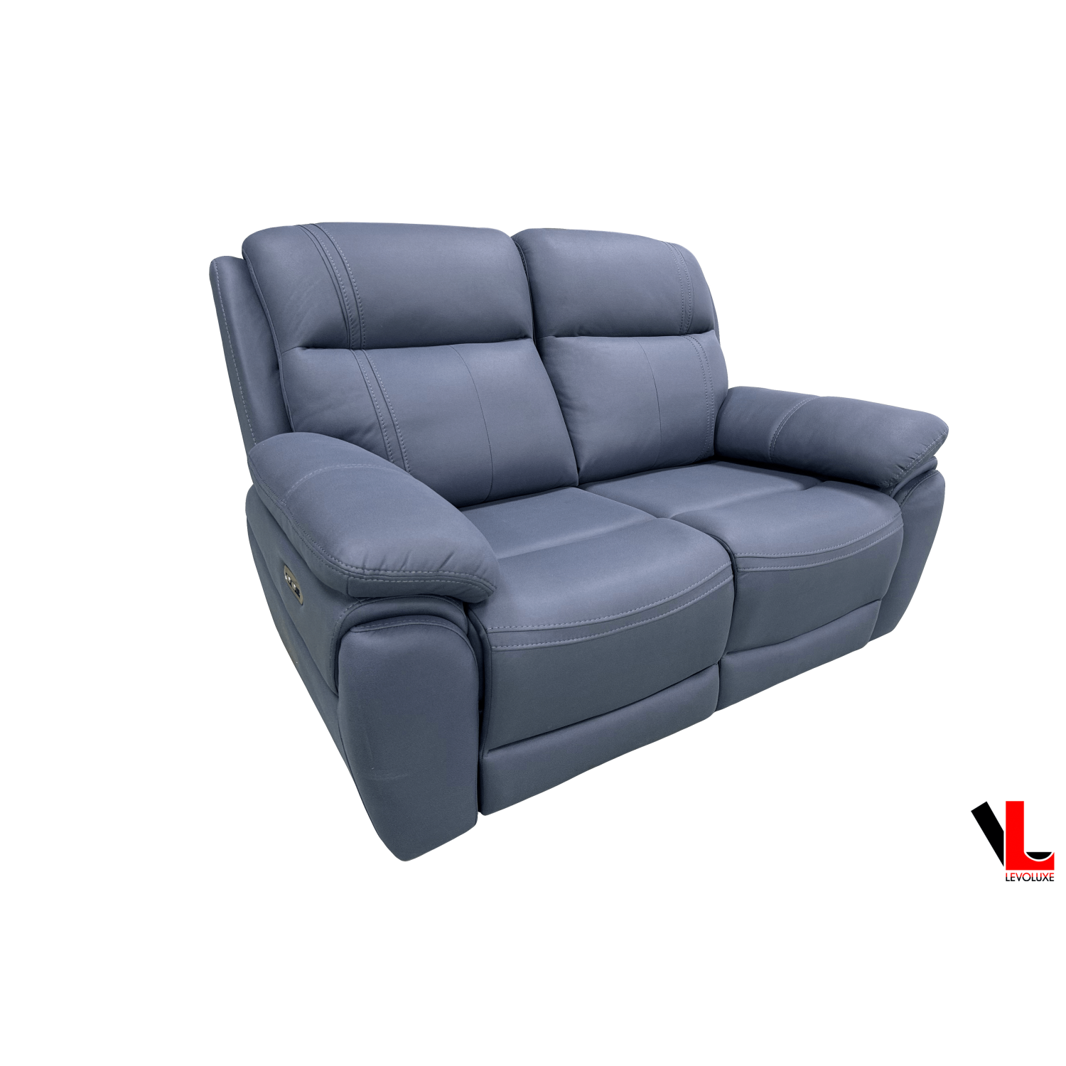 Causeuse inclinable électrique à 2 places Regent de 62&nbsp;po Jaxxon Blue de Levoluxe avec appuie-tête électriques