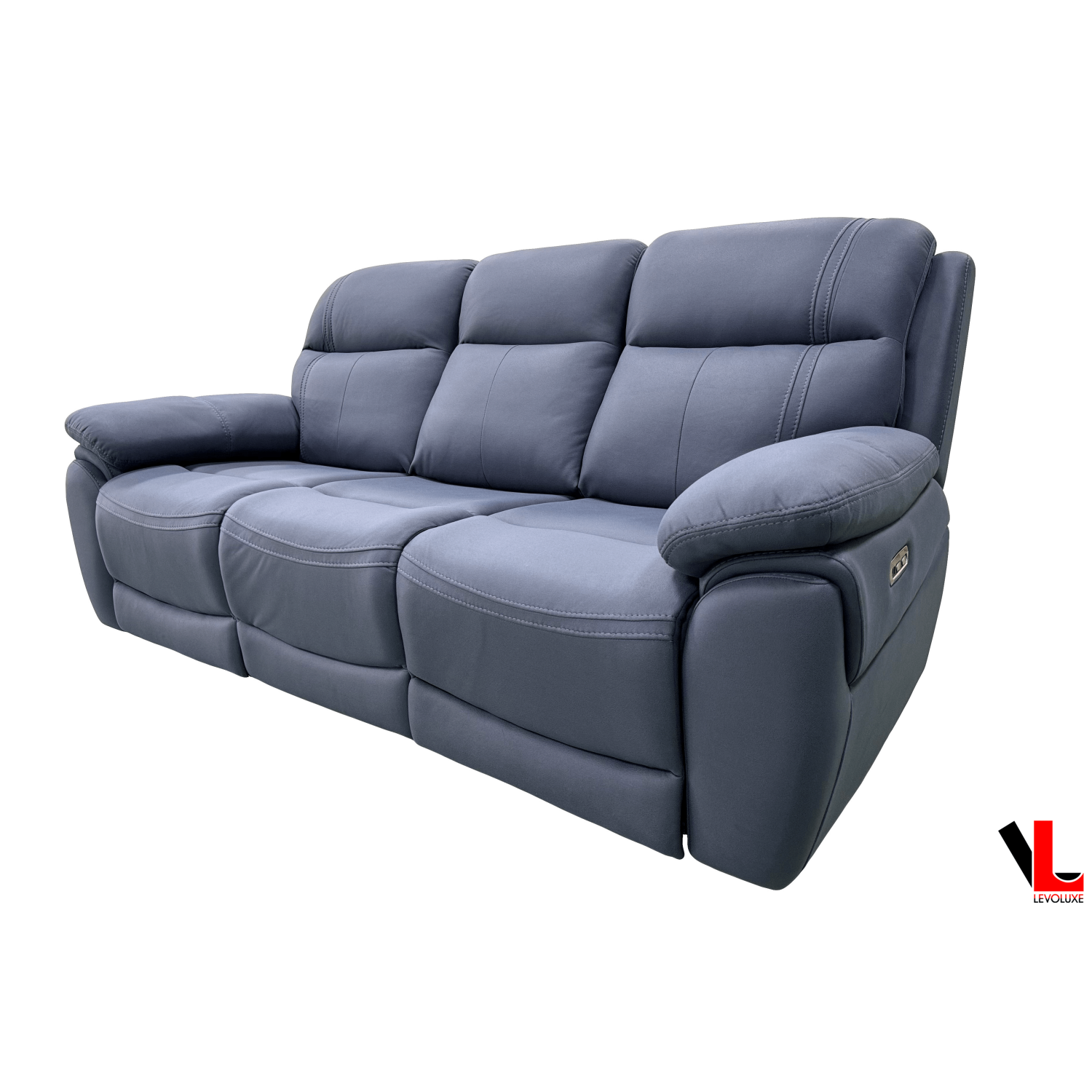 Sofa inclinable électrique à 3 places Regent de 83 po Jaxxon Blue de Levoluxe avec appuie-tête électriques