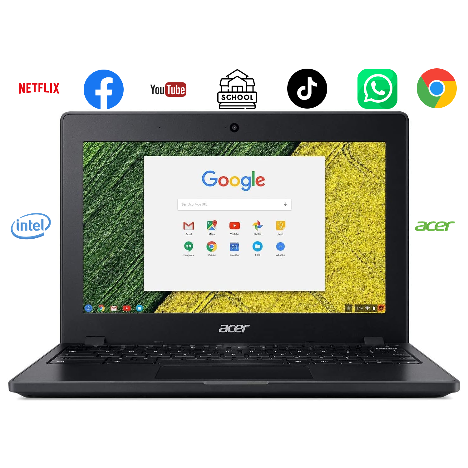 Refurbished, Acer Chromebook C771, Intel Dual-Core 3855U, 11.6" HD IPS Display, 4GB RAM, 32GB eMMC Storage, WiFi & Bluetooth, Rugged Design for
