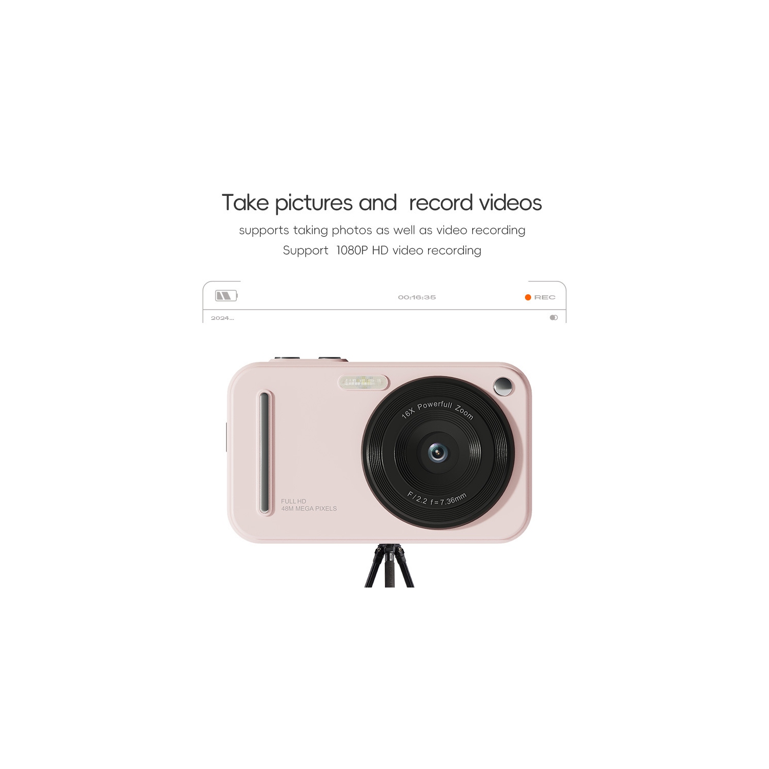 Digital camera CCD student Selfie HD camera portable digital camera anti-shake, wide-angle 2.4-inch HD screen-black + 32G memory card