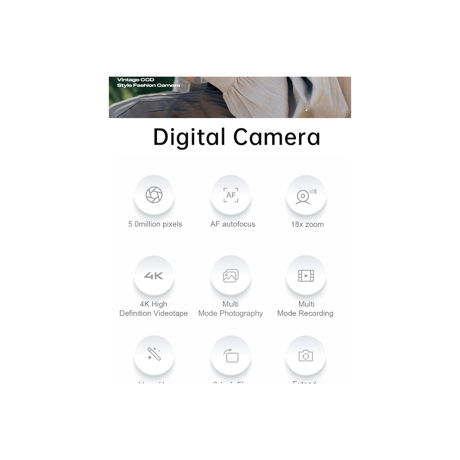 Digital camera CCD digital camera 2K digital camera 3-inch HD screen DX9 neutral home wide-angle, macro, rotating LCD screen, HD camera - black + 32G
