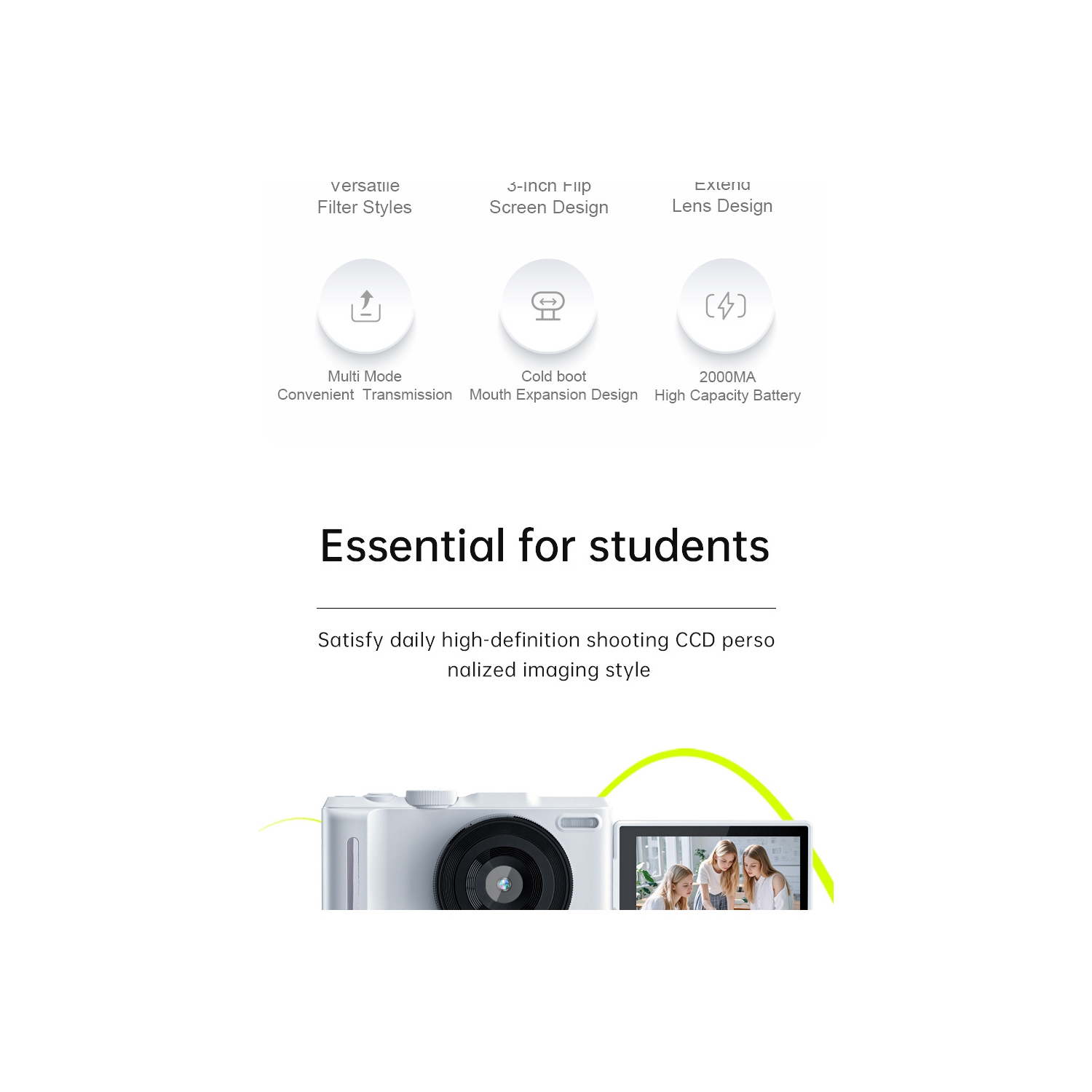 Digital camera CCD digital camera 2K digital camera 3-inch HD screen DX9 neutral home wide-angle, macro, rotating LCD screen, HD camera - black + 32G