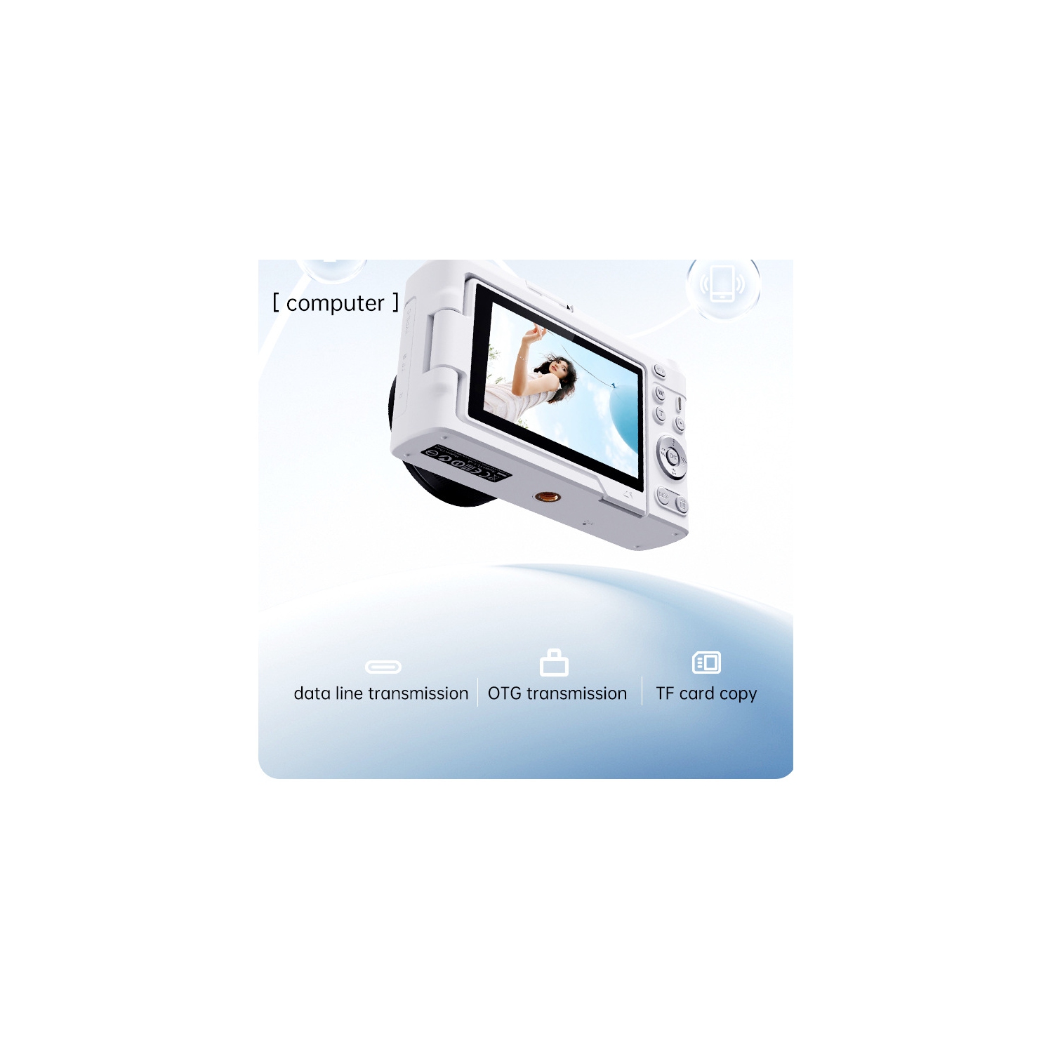 Digital camera CCD digital camera 2K digital camera 3-inch HD screen DX9 neutral home wide-angle, macro, rotating LCD screen, HD camera - white + 32G