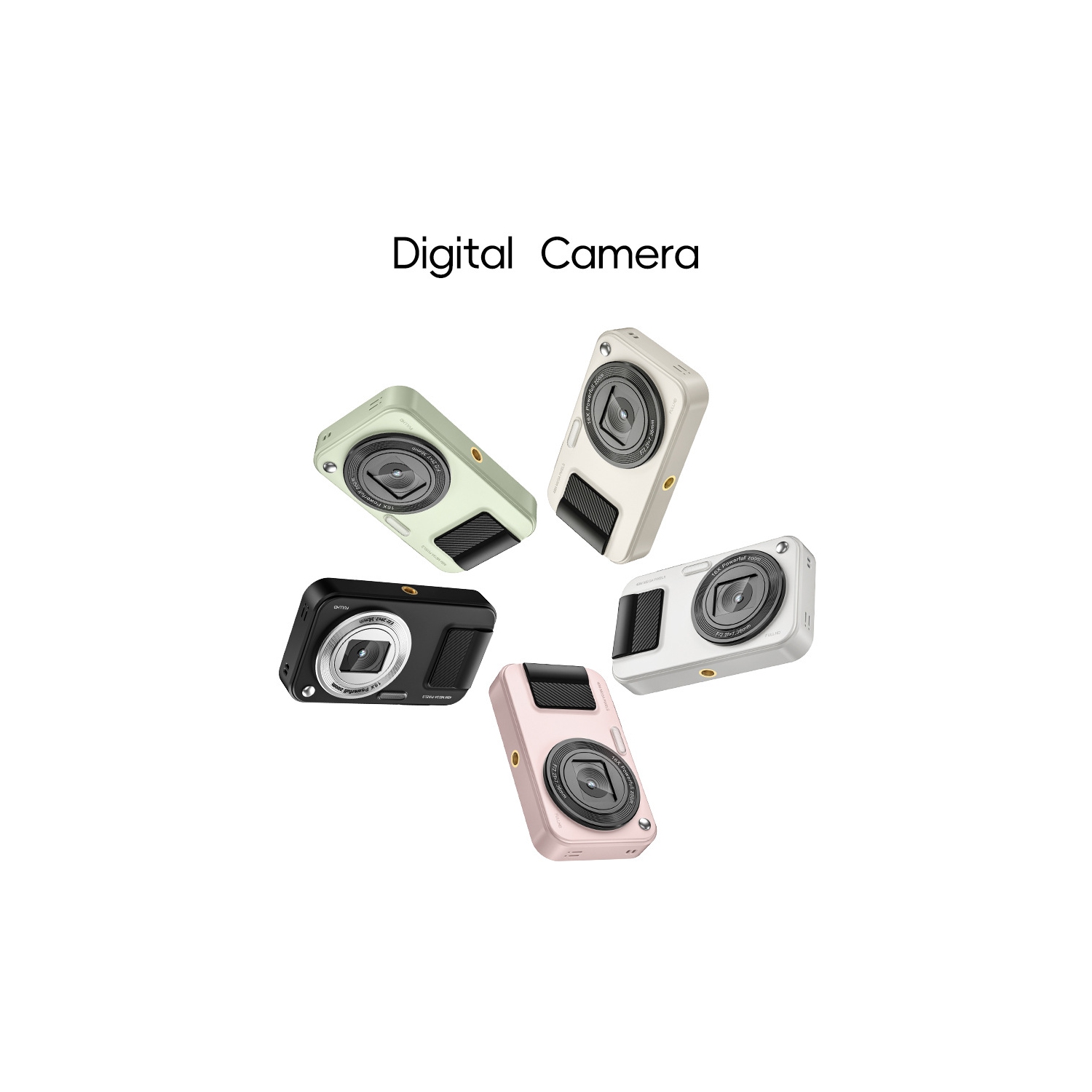 CCD digital camera HD portable ordinary digital camera home selfie camera travel portable screen 2.4 inches - white camera + data cable + lanyard +