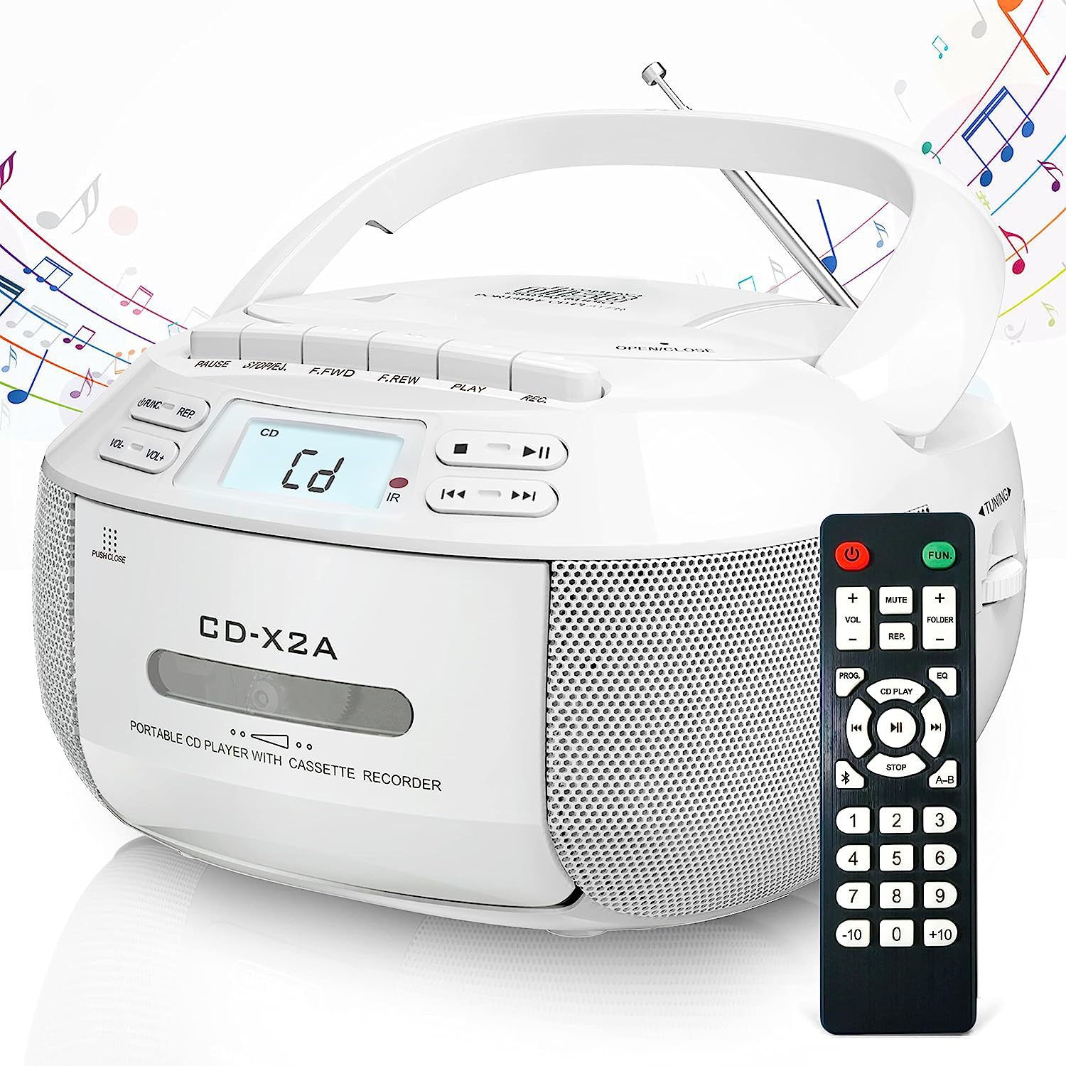 Multifunctional Bluetooth cassette radio, portable CD player, USB interface, recording function, A-B repeat, CD player, speaker, cassette, with AM/FM