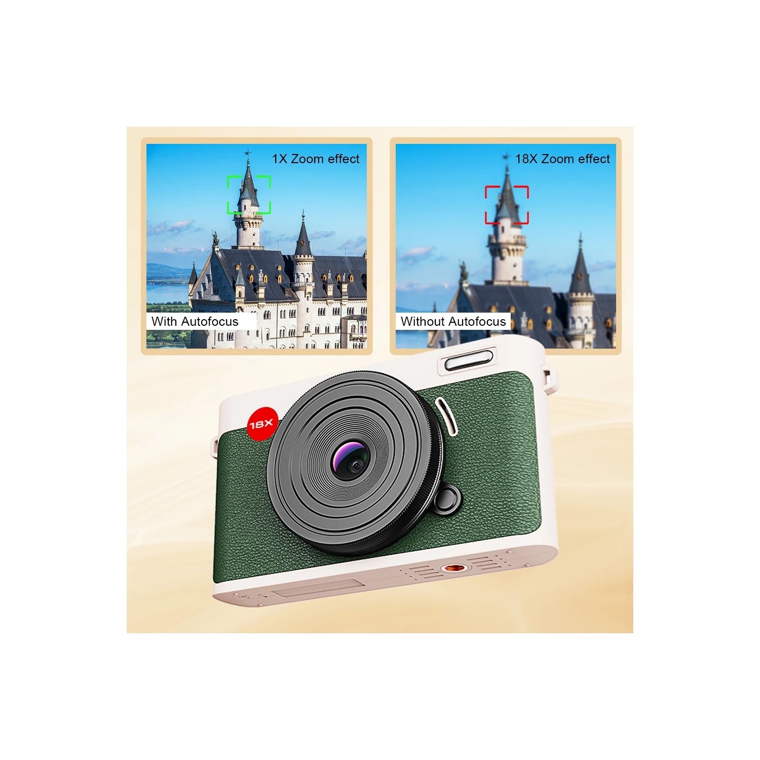 Hot-selling dual-camera touch screen DX8ccd digital camera student outdoor retro HD photo camera touch screen, wide angle, HD camera - green + 32G
