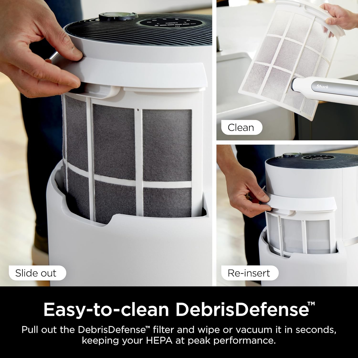 Remis à neuf - Purificateur d'air de Shark avec filtre HEPA NeverChange, contrôle des odeurs PET, capteur intelligent, 1400&nbsp;pi² Couverture,