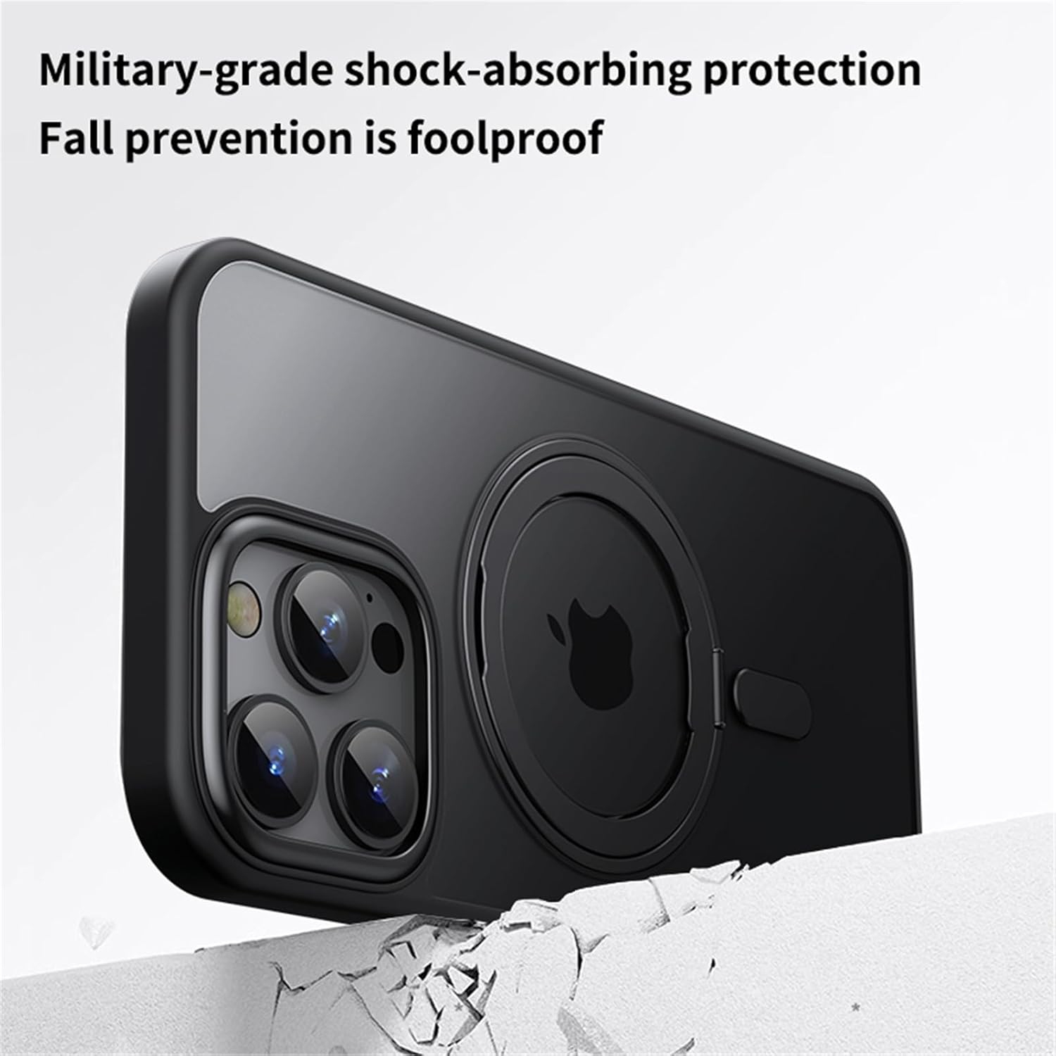 Convient à l'iPhone 14 Étui Promax Fulcrum pour téléphone mobile Support magnétique rotatif transparent MagSafe, protection de qualité militaire et