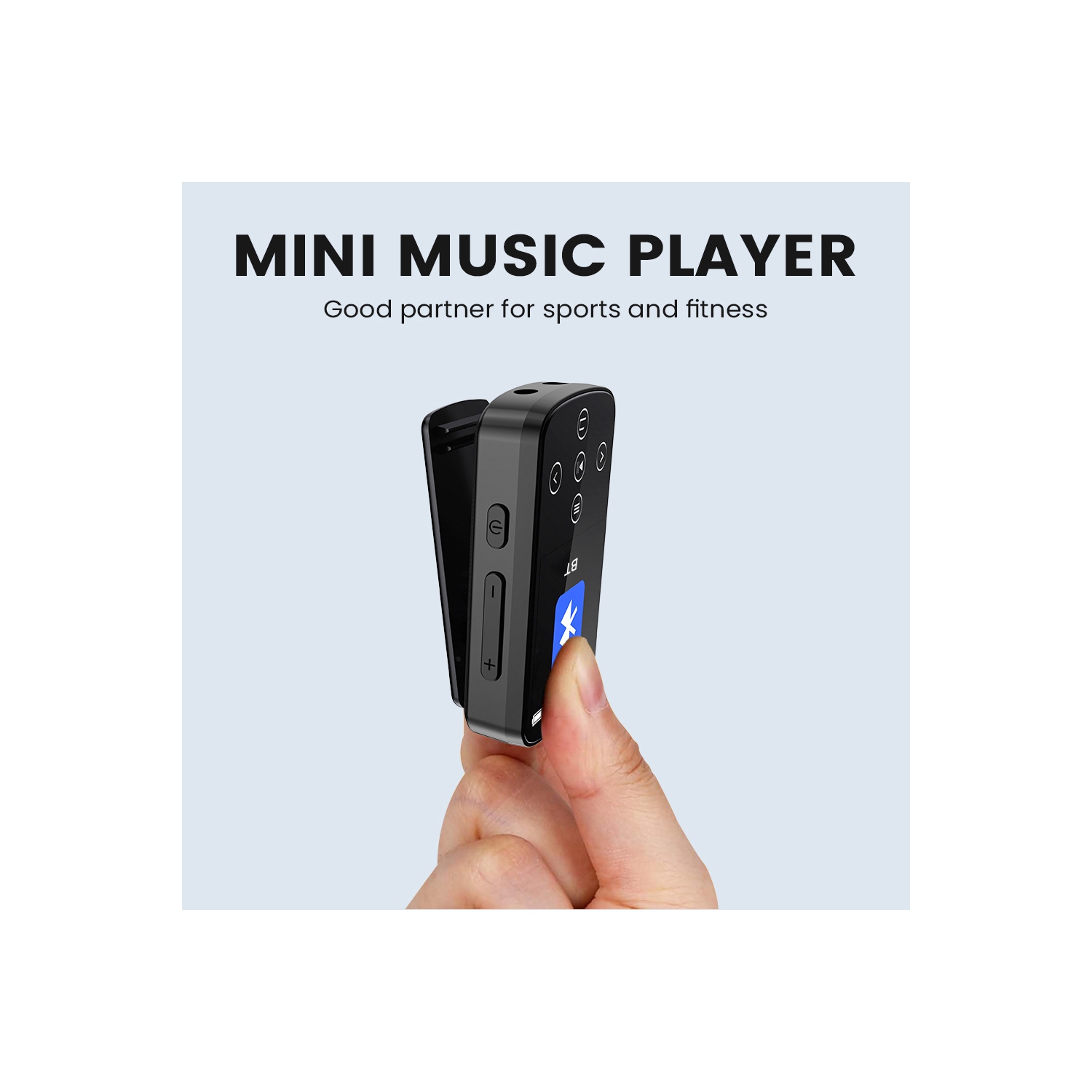 Portable Bluetooth MP3 Player with FM Radio, Voice Recorder, E-Book Reader – 1.5 Inch Touch Screen, 210mAh Battery, Lightweight Clip-on Design,