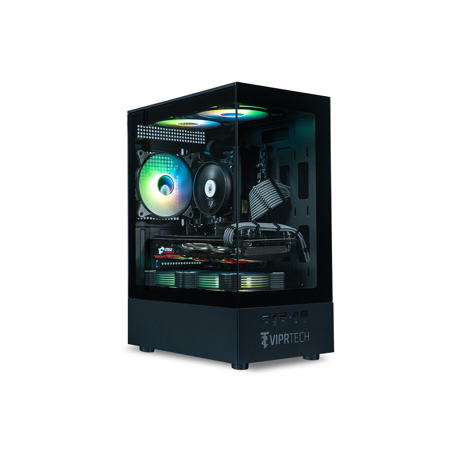 ViprTech Stryker 1.0 Gaming PC - AMD Ryzen 7, AMD RX 580 8GB, 16GB DDR4, 512GB SSD, WiFi BT, Win 11 Pro, Desktop Computer Prebuilt, Black