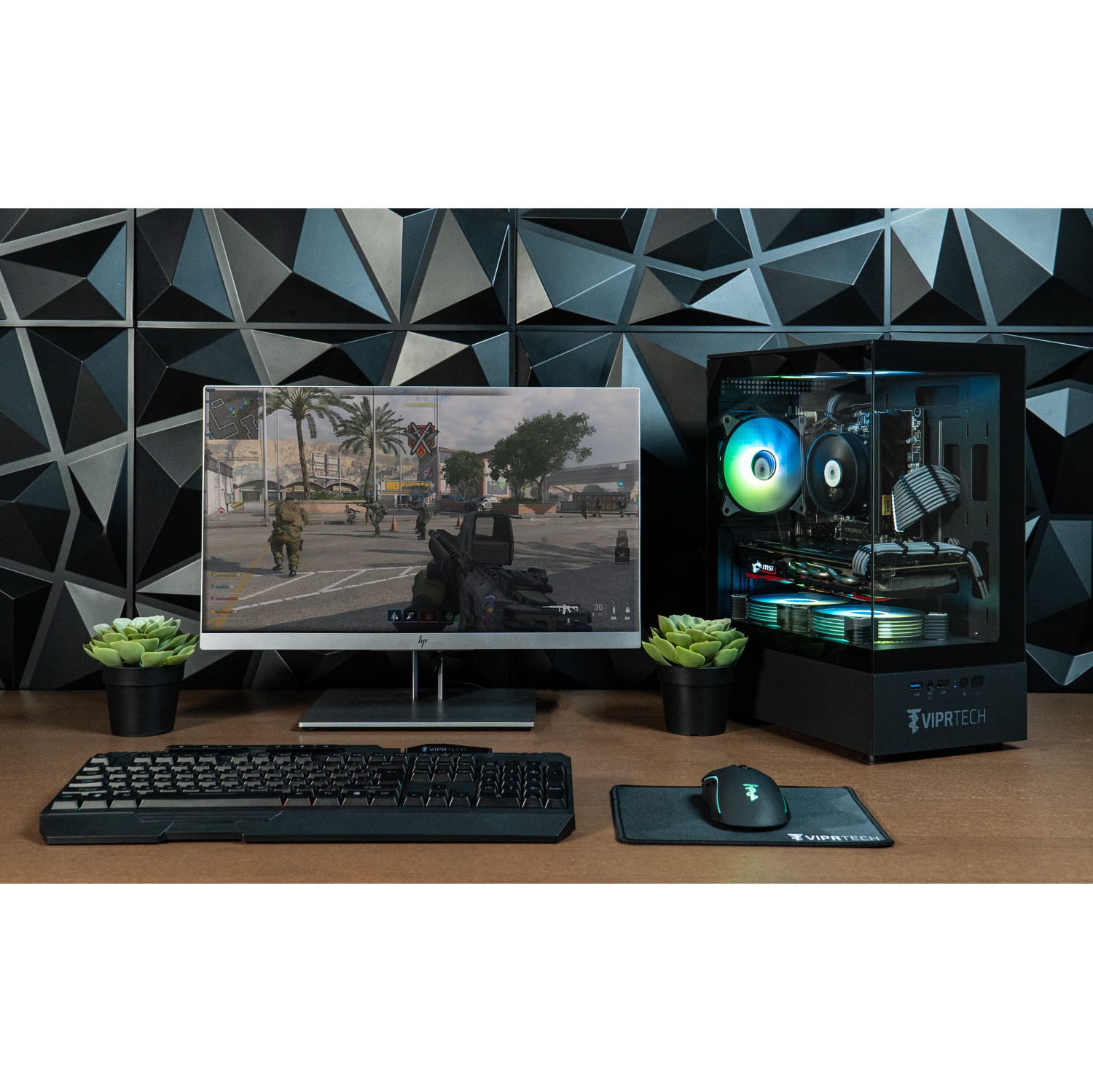 ViprTech Stryker 1.0 Gaming PC - AMD Ryzen 7, AMD RX 580 8GB, 16GB DDR4, 512GB SSD, WiFi BT, Win 11 Pro, Desktop Computer Prebuilt, Black