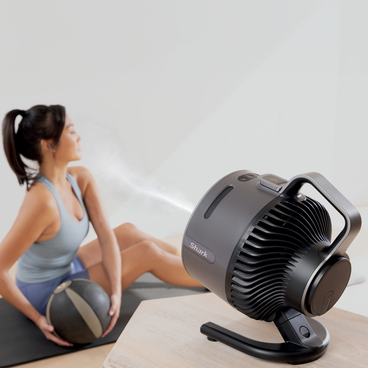 Ventilateur de table portatif à bruine FlexBreeze HydroGo de Shark - 9 po - Gris foncé