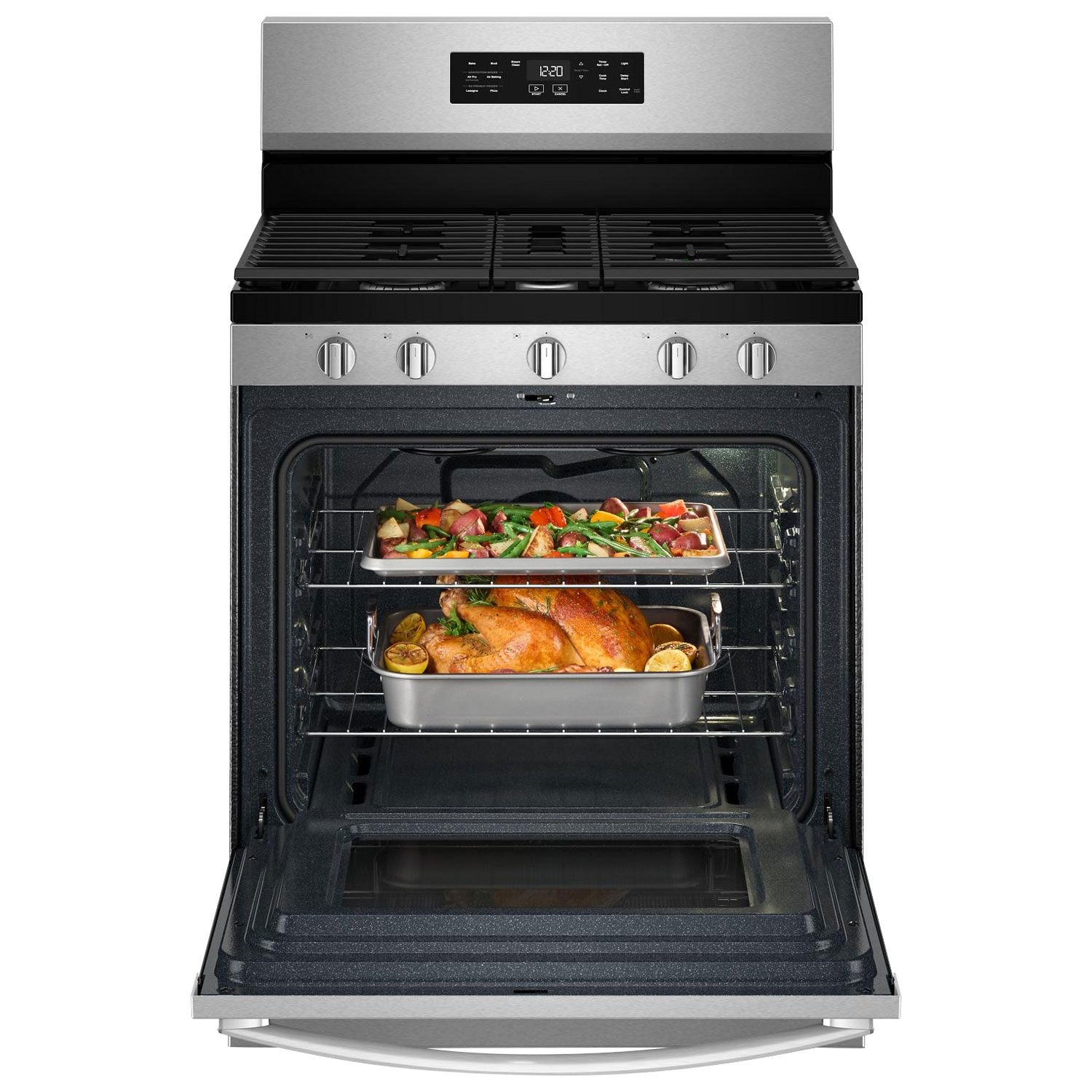 Whirlpool 30" 5.0 Cu. Ft. Fan Convection 5-Burner Freestanding Gas Air Fry Range - SS