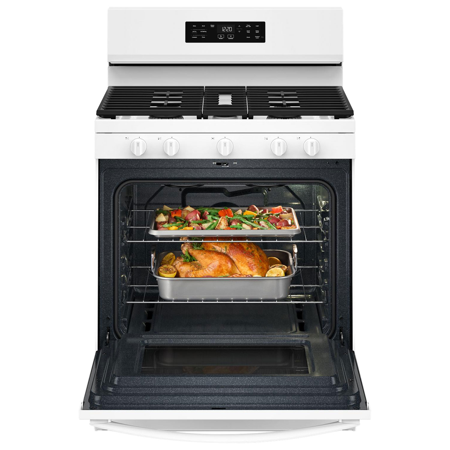Whirlpool 30" 5.0 Cu. Ft. Fan Convection 5-Burner Freestanding Gas Air Fry Range - White