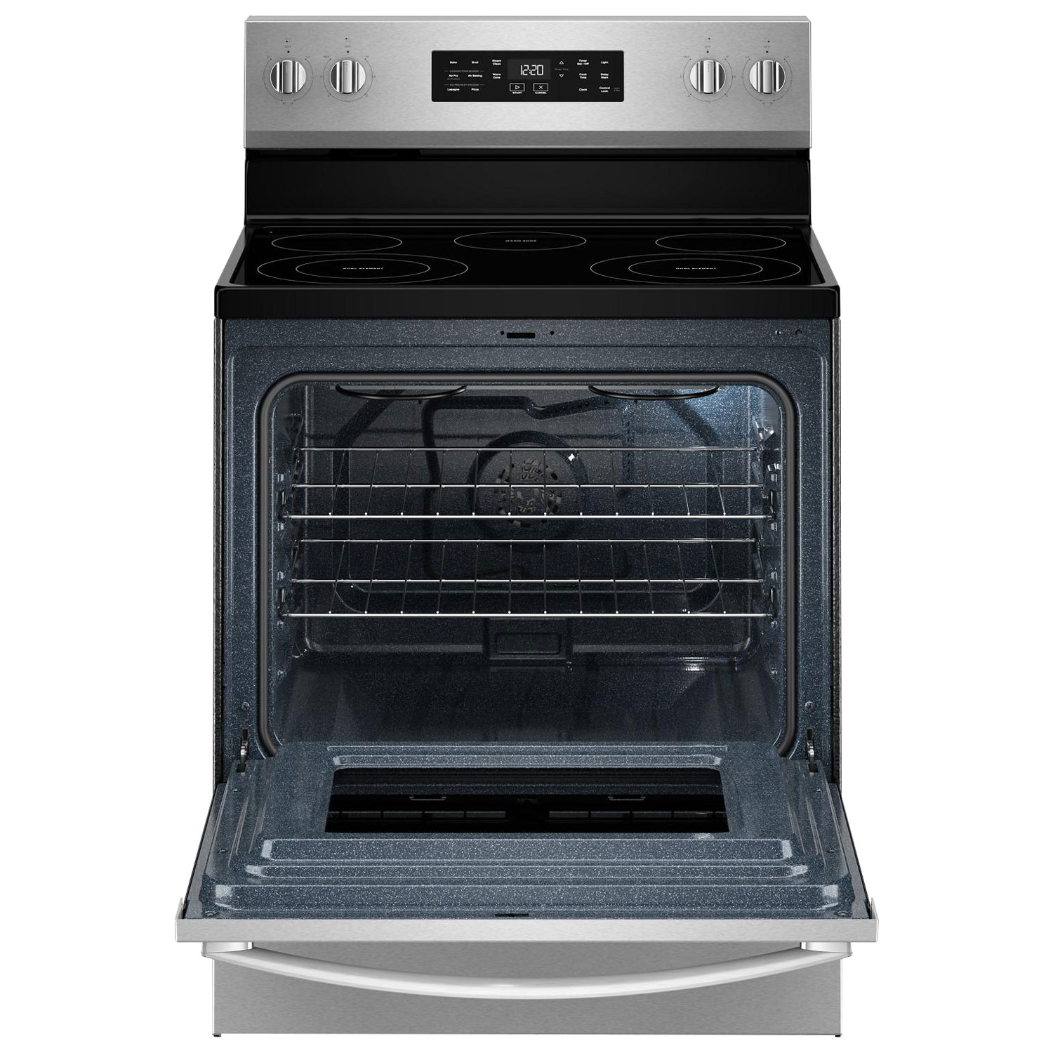 Cuisinière électrique autonome à 5 éléments avec ventilateur à convection et friture à l'air 5,3 pi³ 30 po Whirlpool - Acier inoxydable