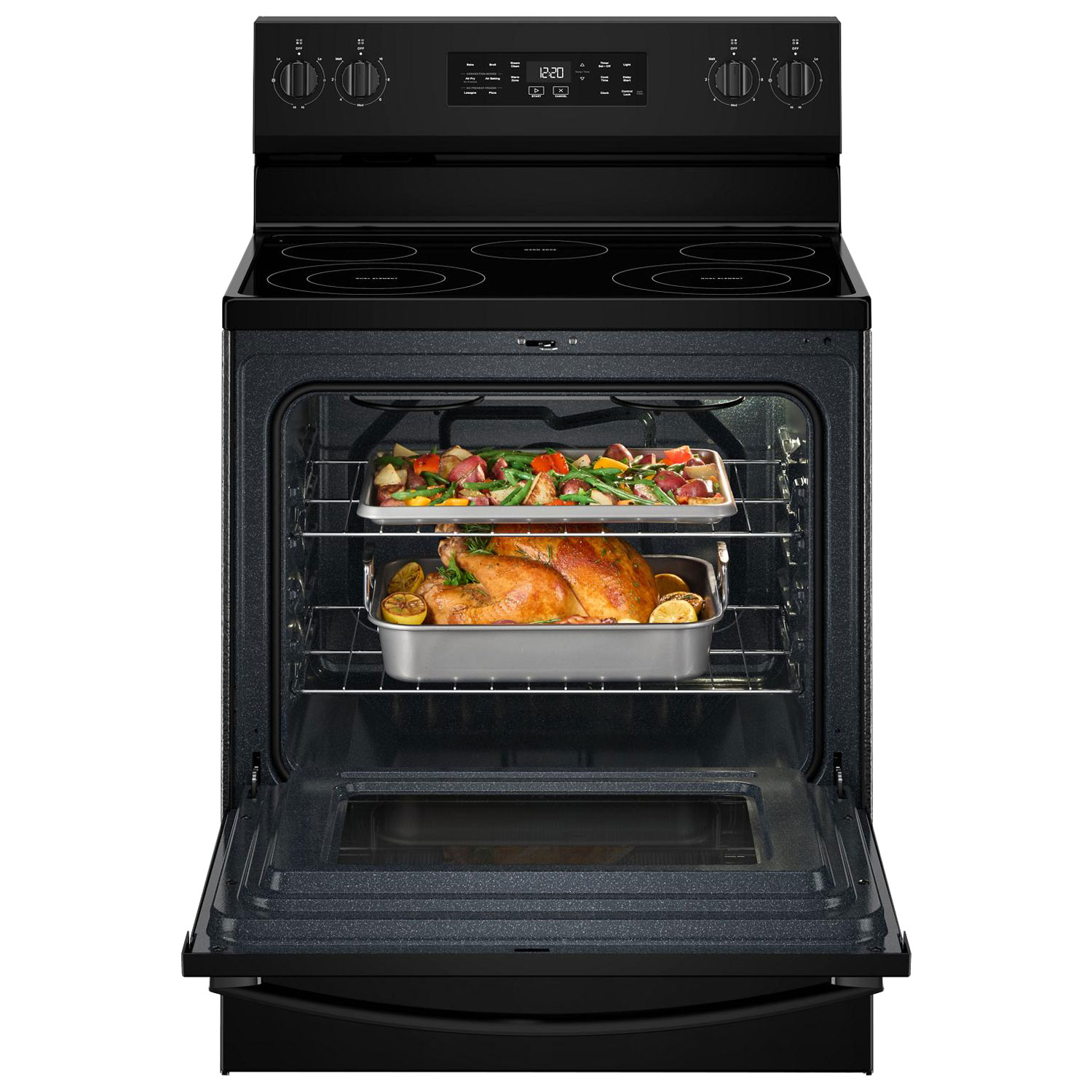 Whirlpool 30" 5.3 Cu. Ft. Fan Convection 5-Element Freestanding Electric Air Fry Range - Black