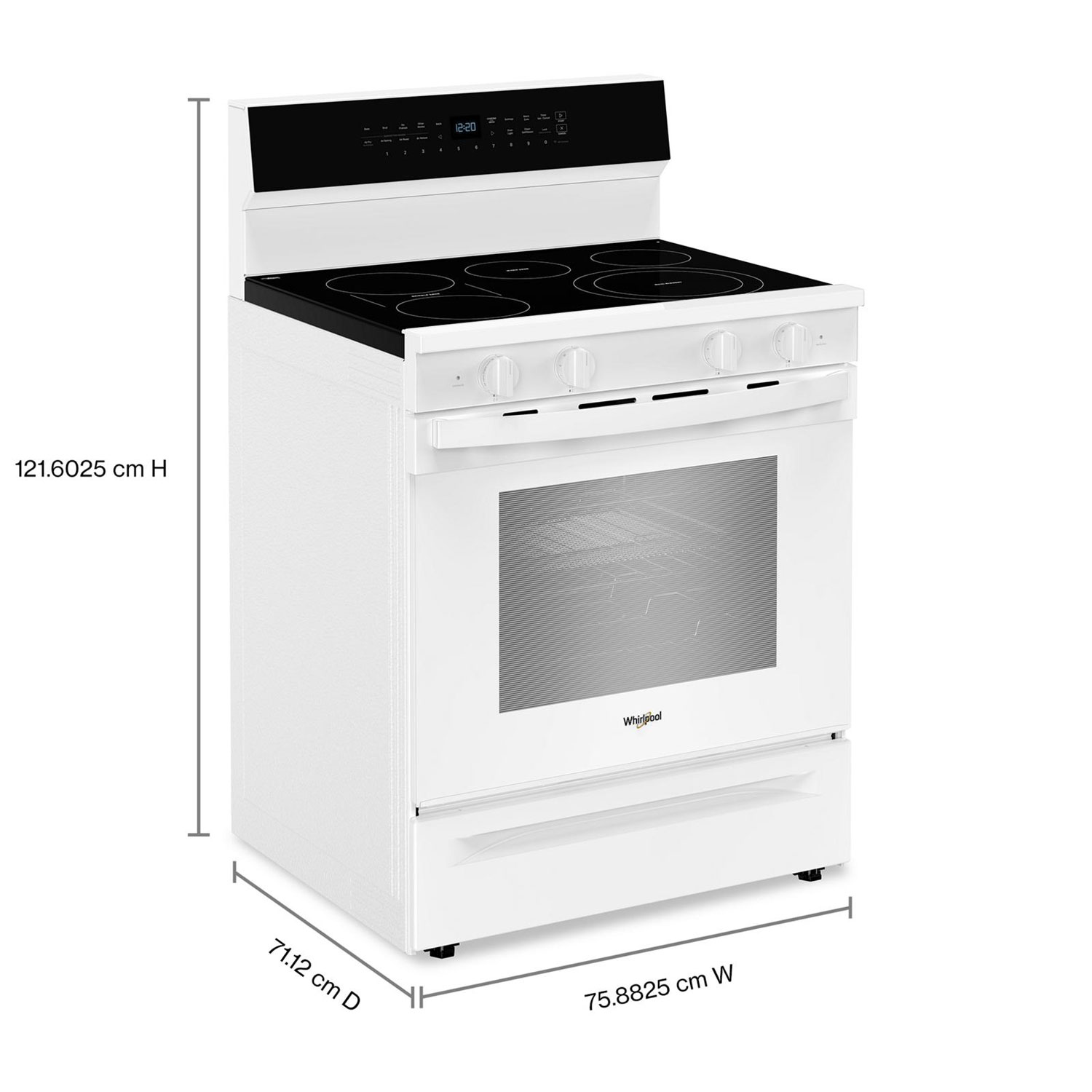 Cuisinière électrique autonome à 5 éléments avec convection véritable et friture à l'air 5,3 pi³ 30 po de Whirlpool - Blanc