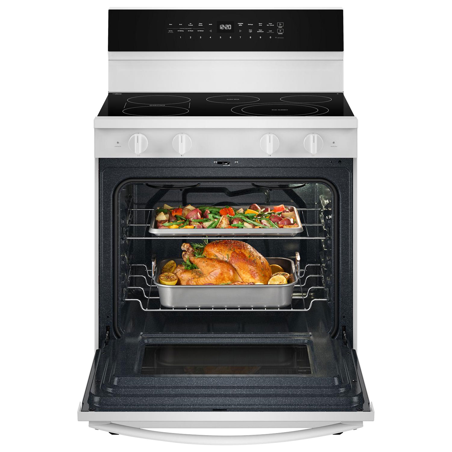 Cuisinière électrique autonome à 5 éléments avec convection véritable et friture à l'air 5,3 pi³ 30 po de Whirlpool - Blanc