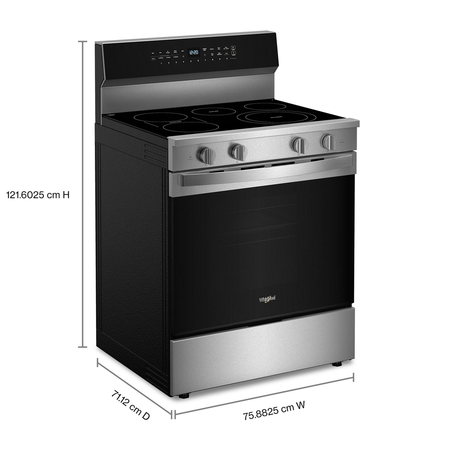 Cuisinière électrique autonome à 5 éléments avec convection véritable et friture à l'air 5,3 pi³ 30 po de Whirlpool - Acier inoxydable