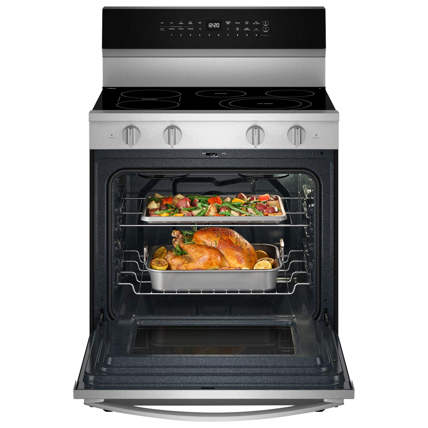 Cuisinière électrique autonome à 5 éléments avec convection véritable et friture à l'air 5,3 pi³ 30 po de Whirlpool - Acier inoxydable
