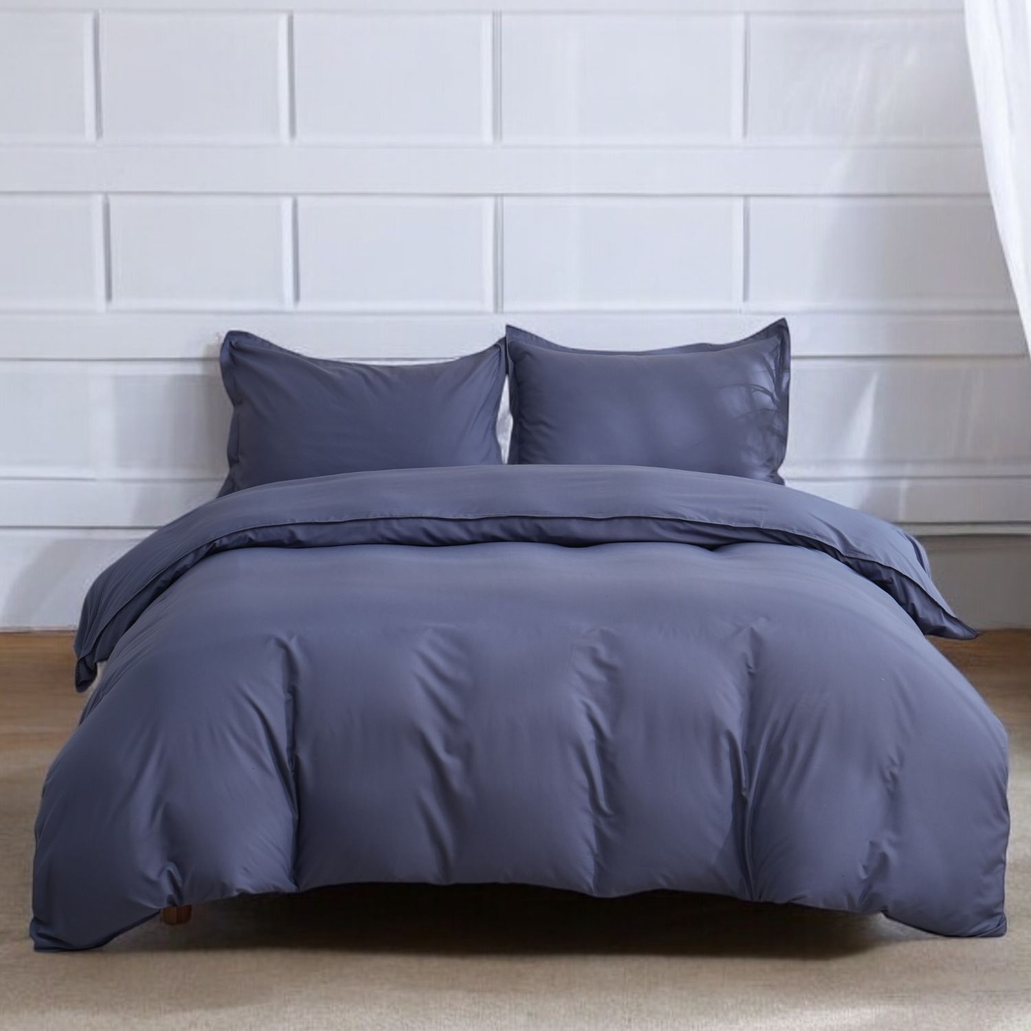 Ensemble de literie «&nbsp;Ocean Fine&nbsp;» pour lit double, contexture de 300 fils, douce, perméable à l'air et écologique Bleu