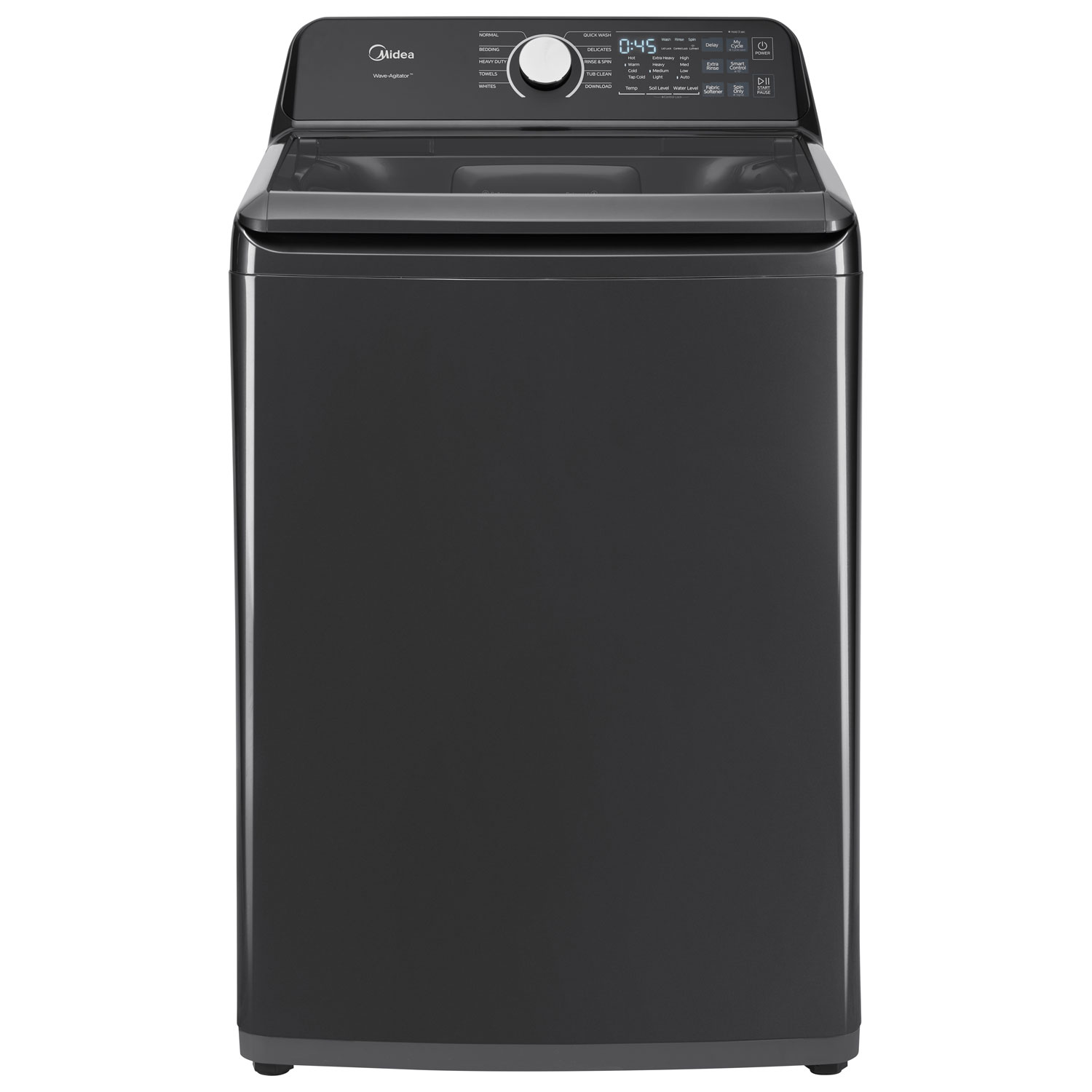 Laveuse à chargement par le haut avec pulsateur 5,2 pi³ de Midea - Acier inoxydable noir mat