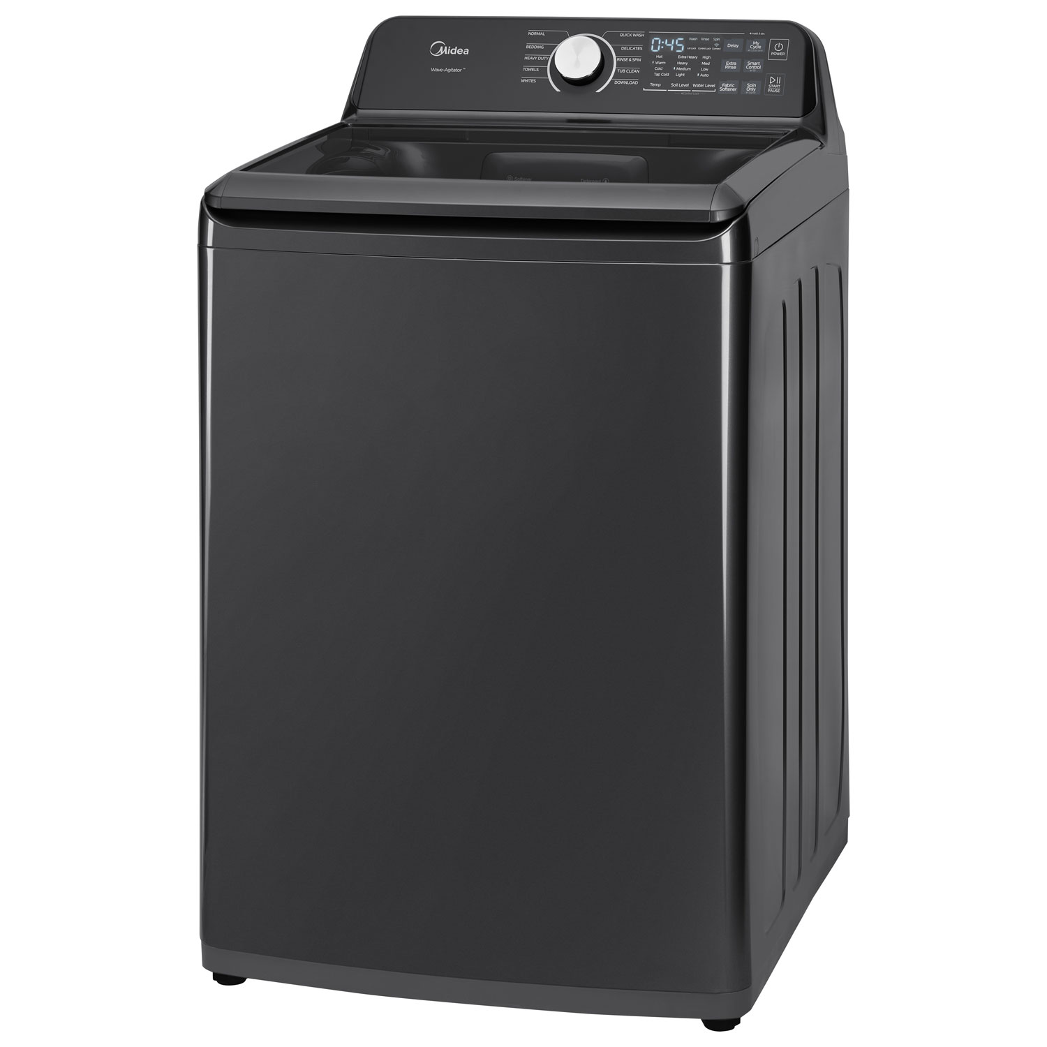 Laveuse à chargement par le haut avec pulsateur 5,2 pi³ de Midea - Acier inoxydable noir mat