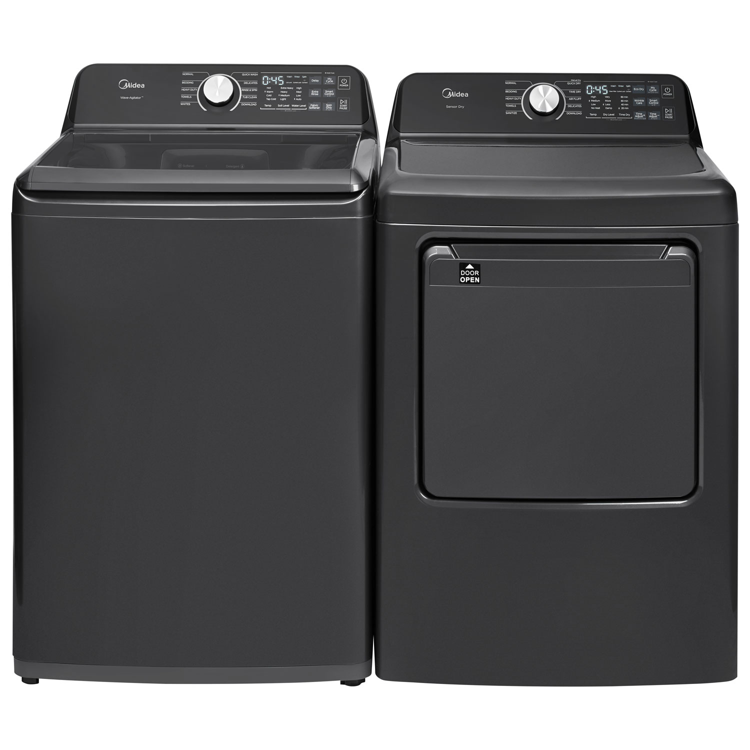 Laveuse à chargement par le haut avec pulsateur 5,2 pi³ de Midea - Acier inoxydable noir mat