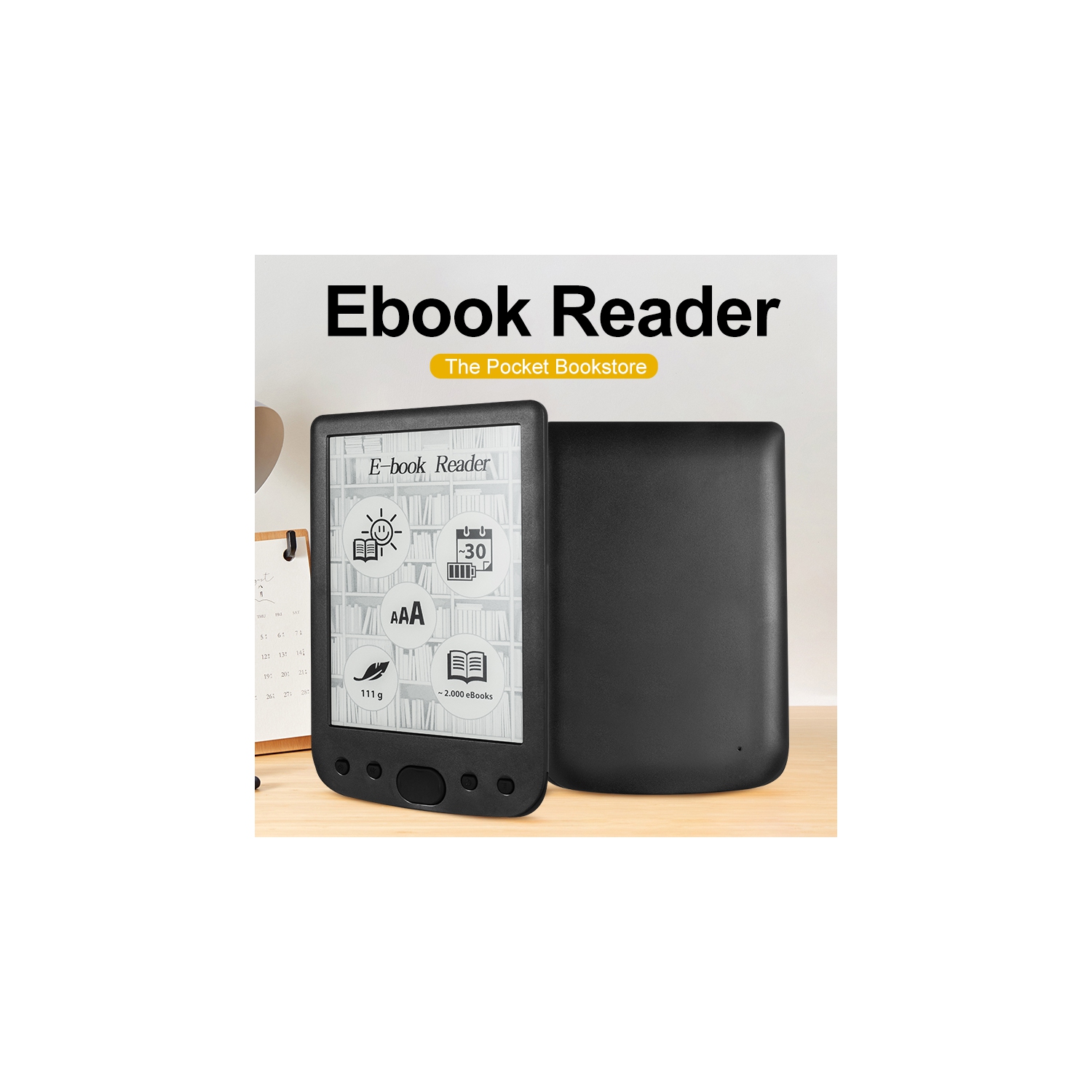 E-book reader 6 inches, eye protection e-book reader HD touch screen electronic ink technology, front light ink screen e-book reader - 512M+16GB