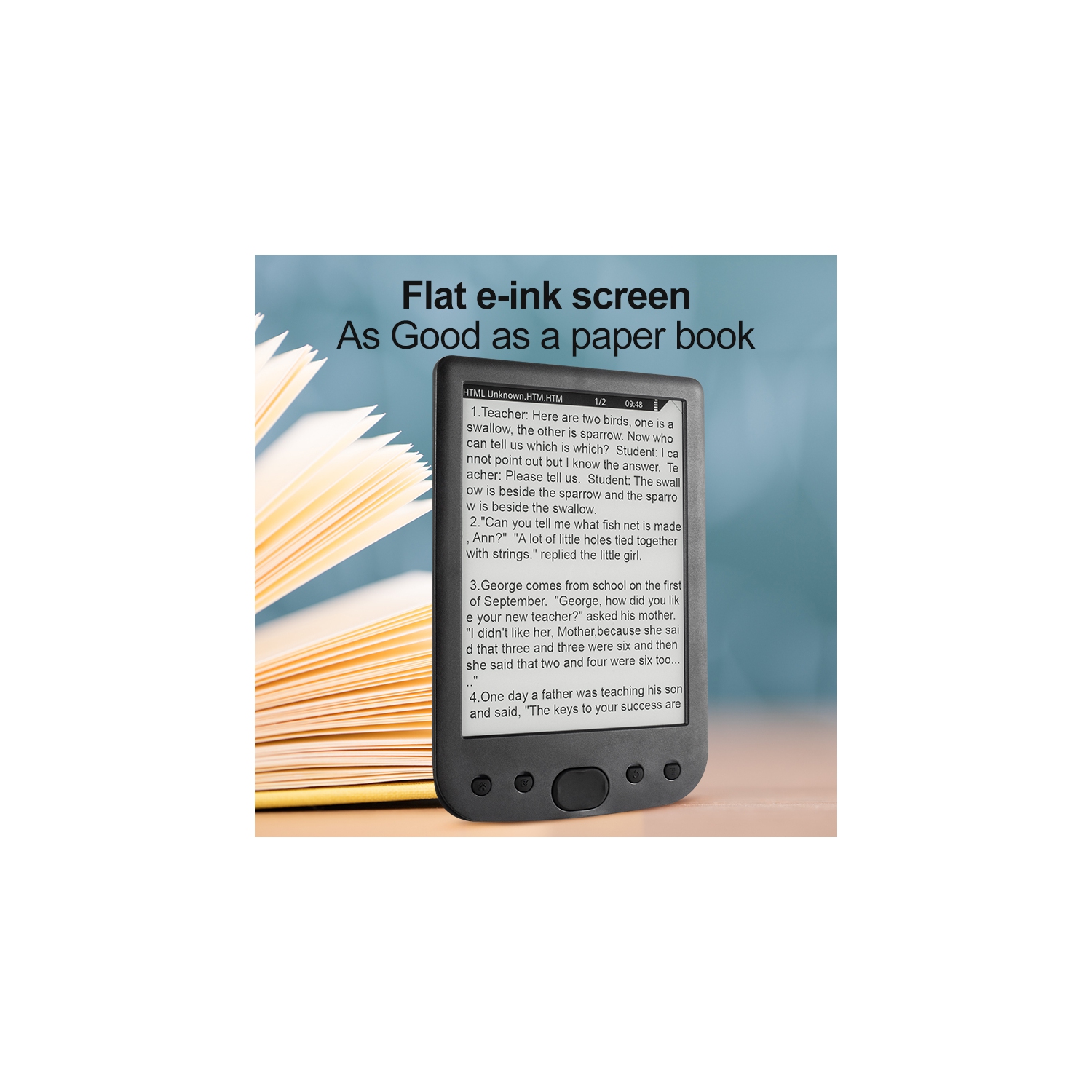 E-book reader 6 inches, eye protection e-book reader HD touch screen electronic ink technology, front light ink screen e-book reader - 512M+16GB